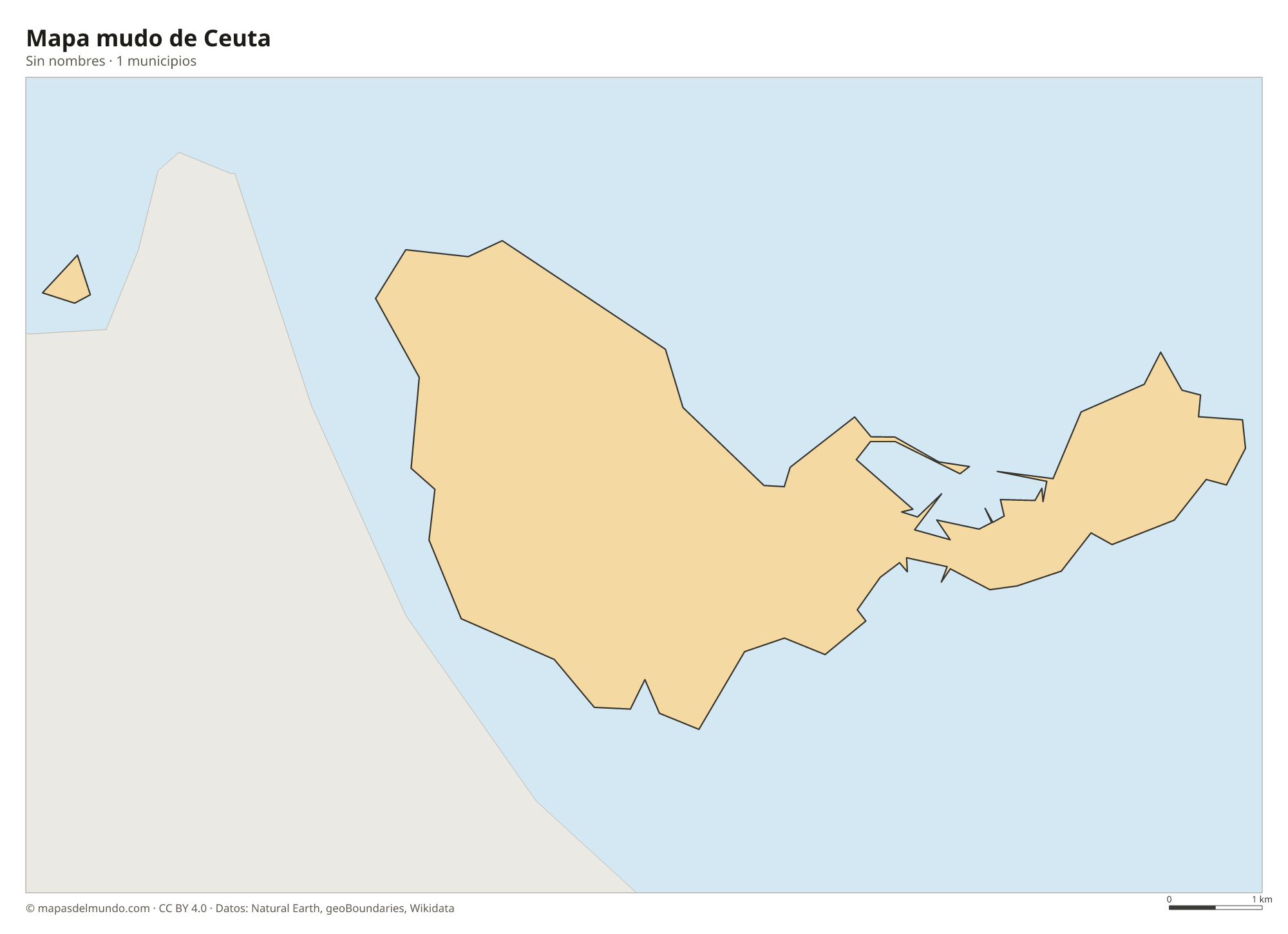 Mapa mudo de Ceuta