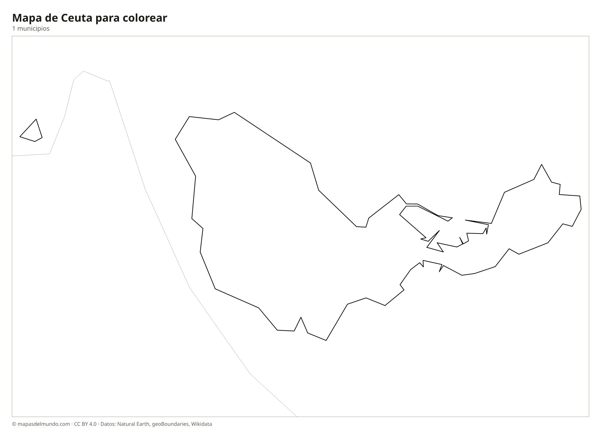 Mapa de Ceuta para colorear
