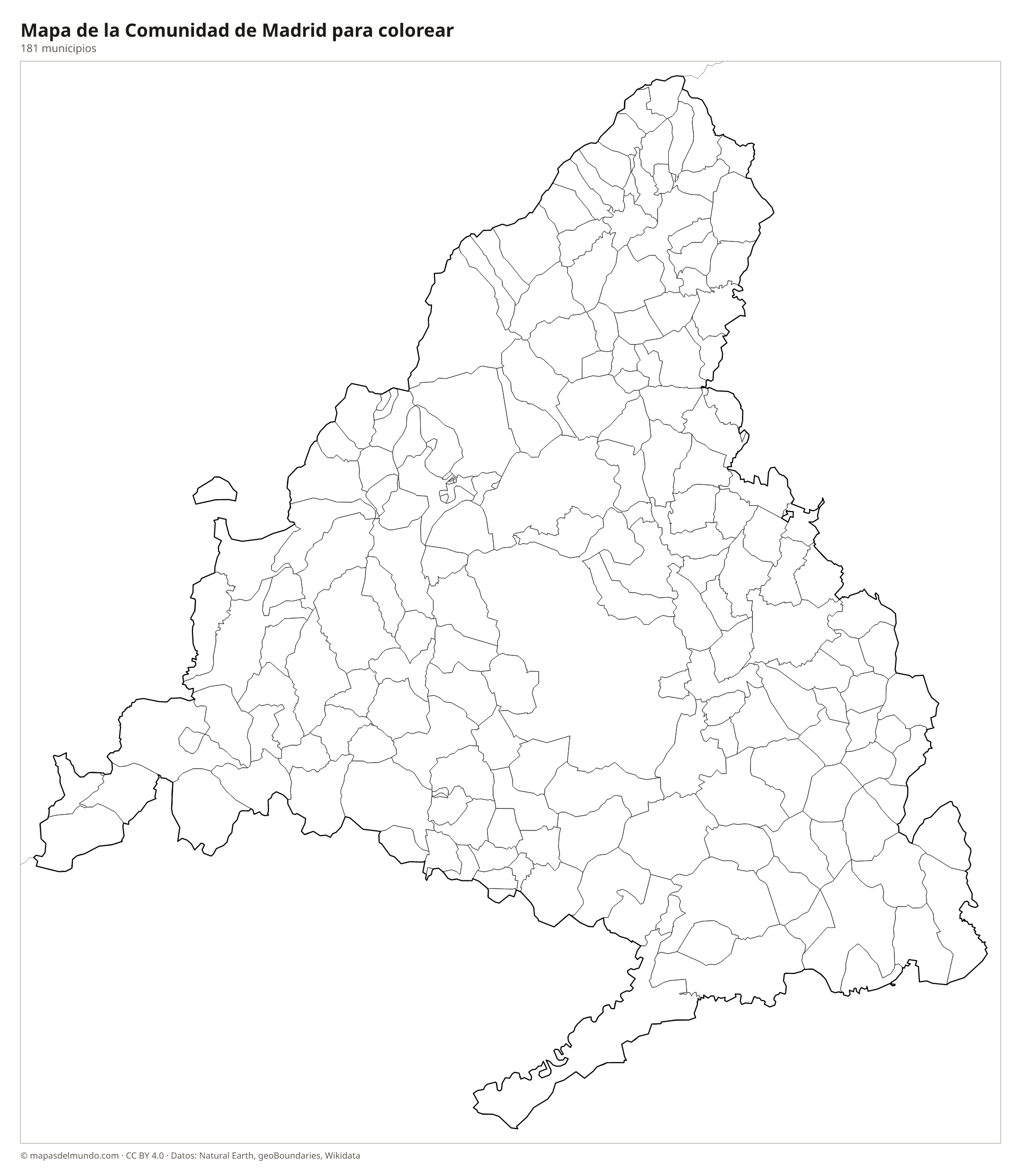 Mapa de la Comunidad de Madrid para colorear