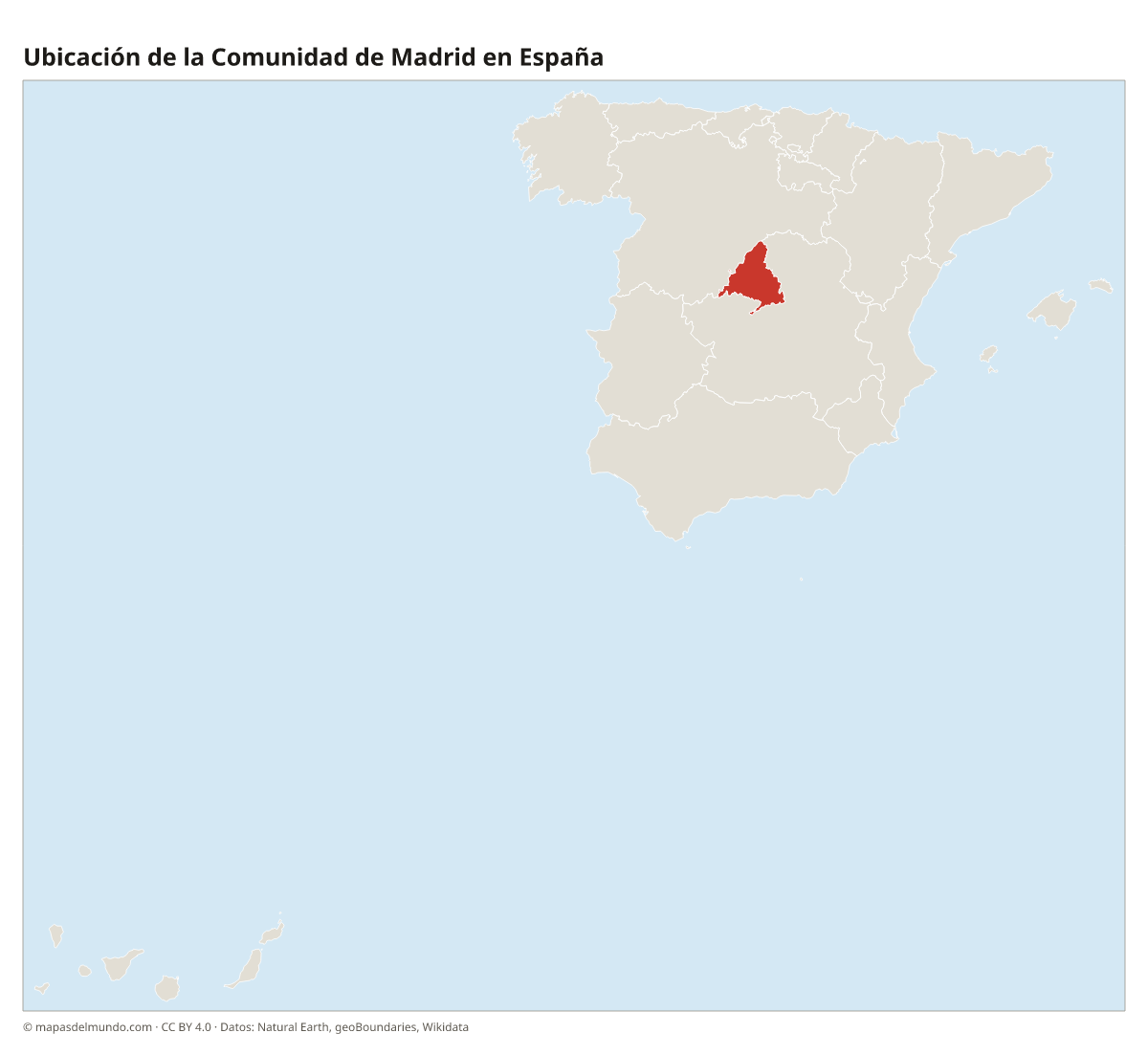 Ubicación de la Comunidad de Madrid en el mapa de España