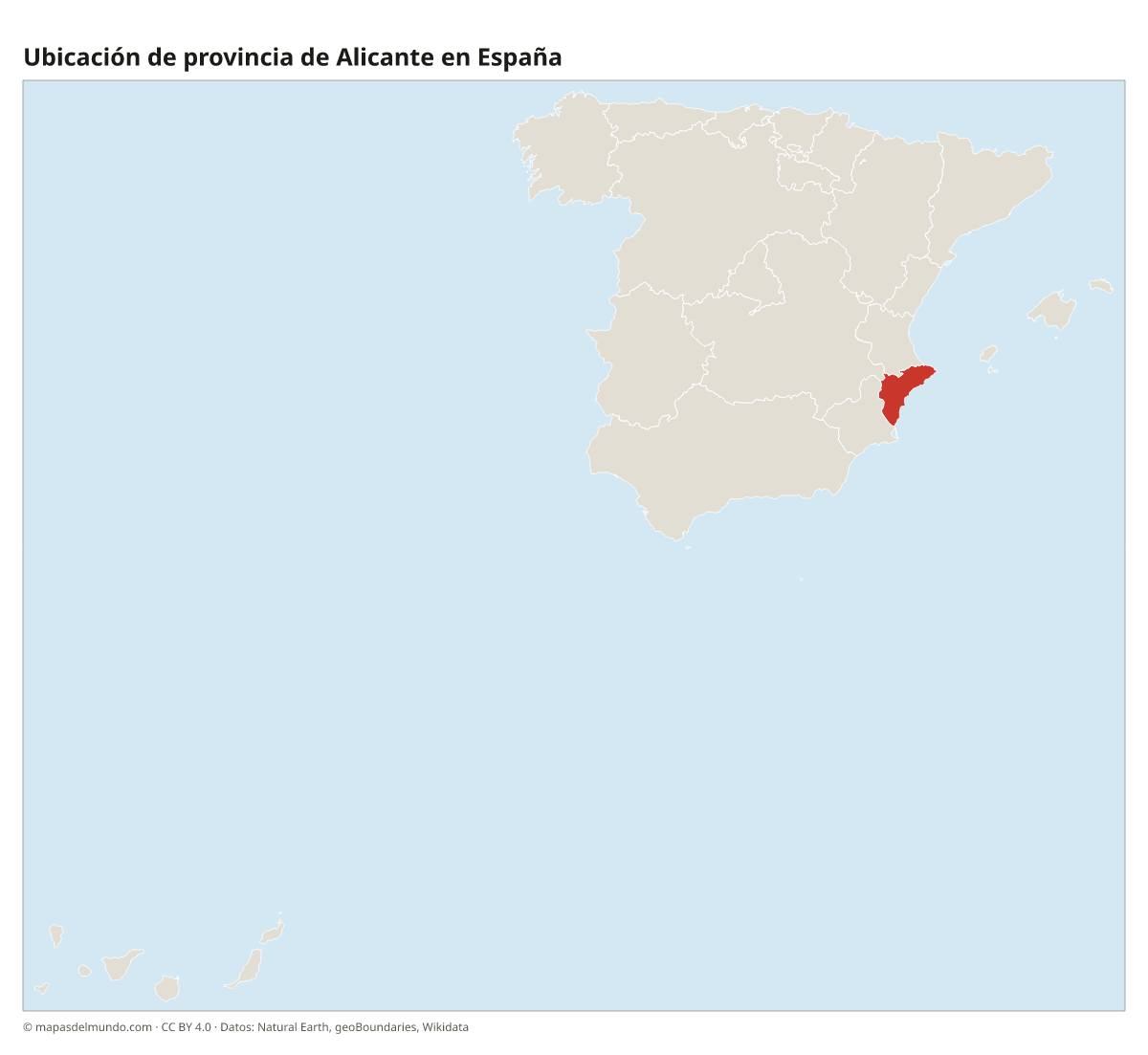 Ubicación de la provincia de Alicante en el mapa de España