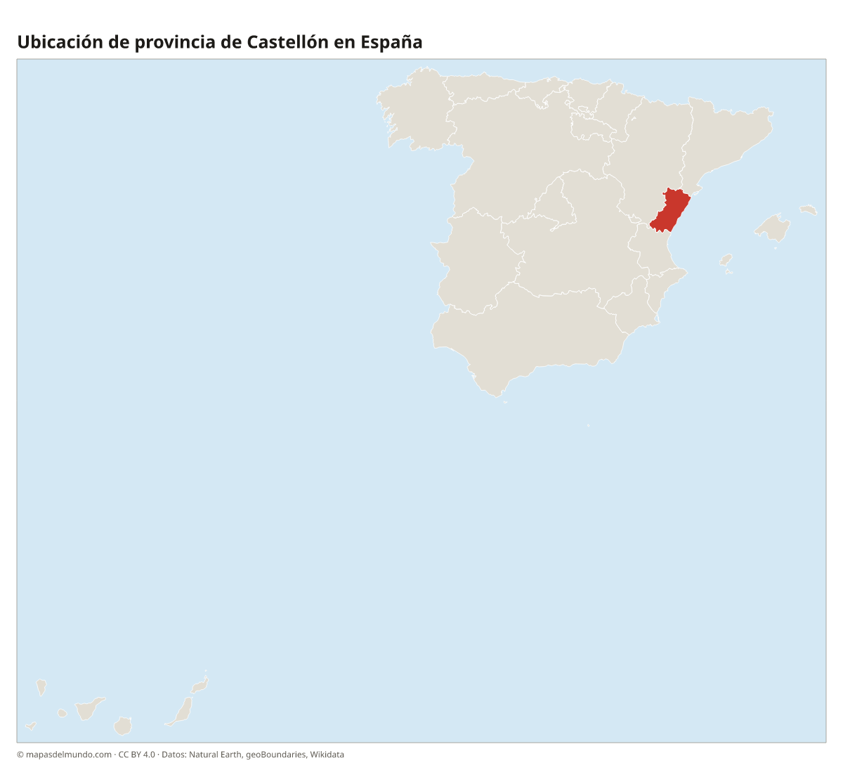 Ubicación de la provincia de Castellón en el mapa de España