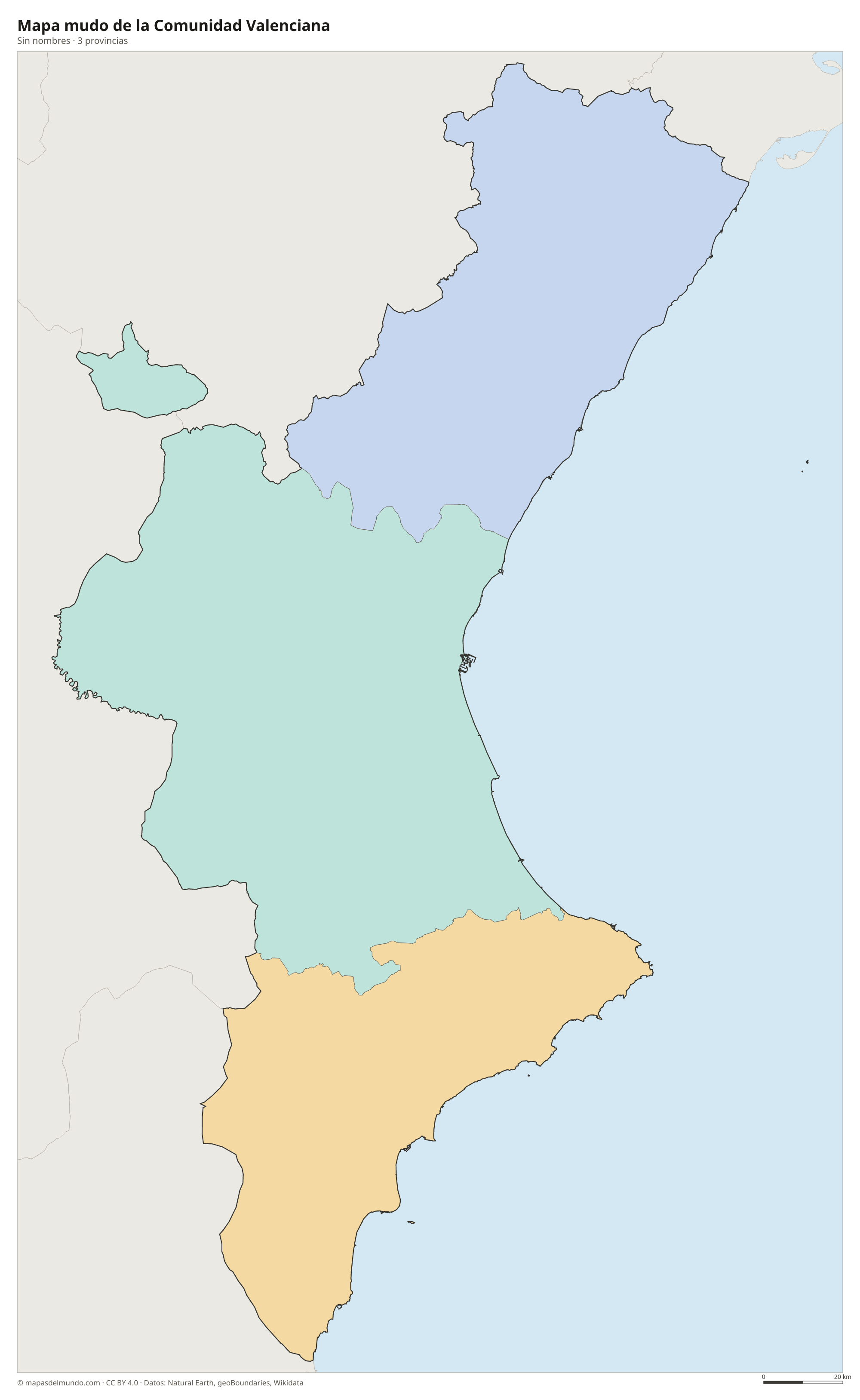 Mapa mudo de la Comunidad Valenciana