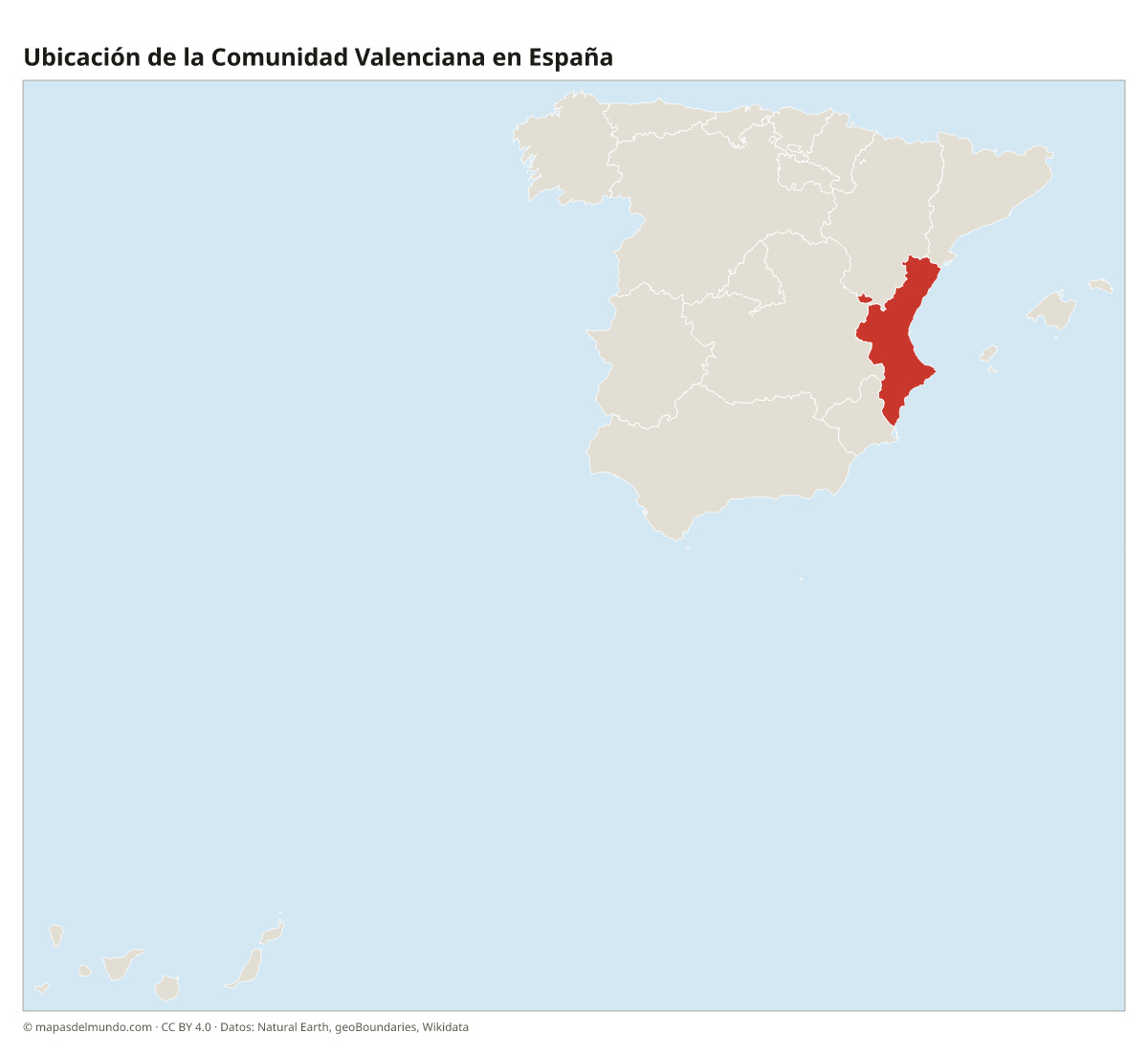 Ubicación de la Comunidad Valenciana en el mapa de España