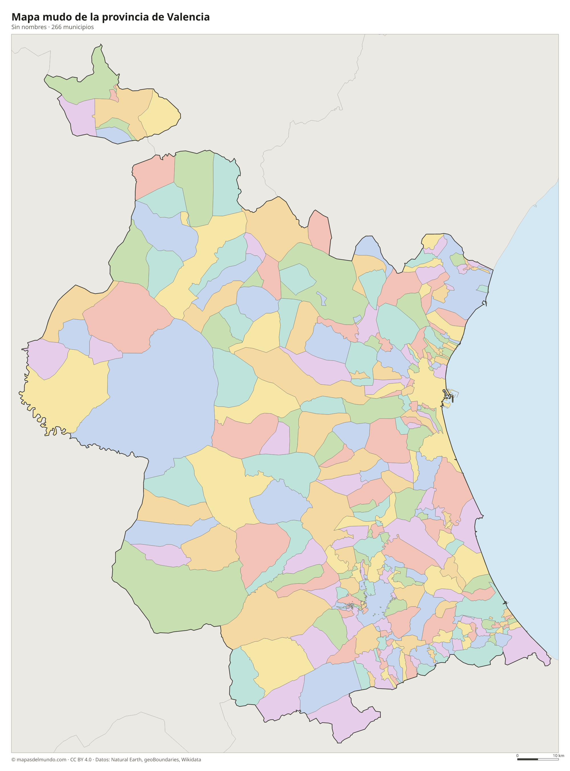 Mapa mudo de la provincia de Valencia