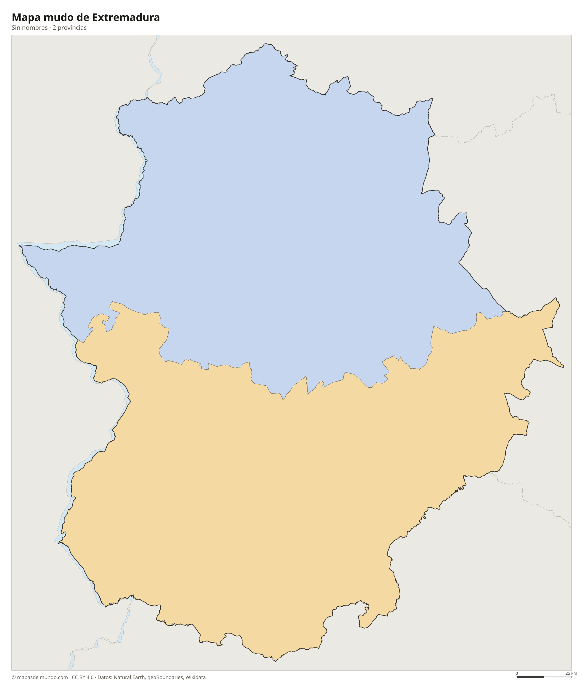 Mapa mudo de Extremadura