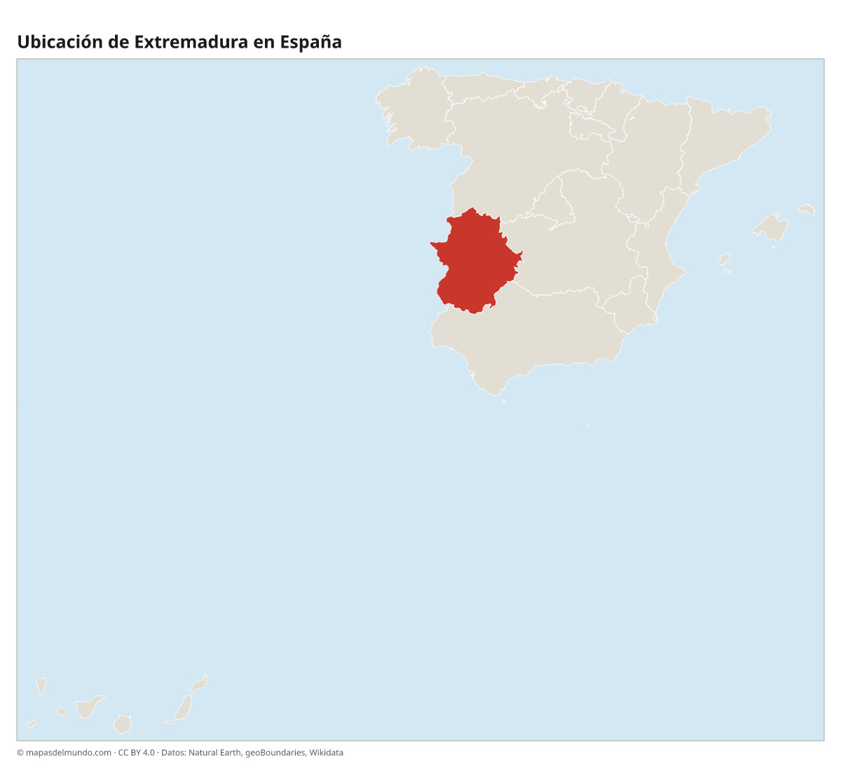 Ubicación de Extremadura en el mapa de España