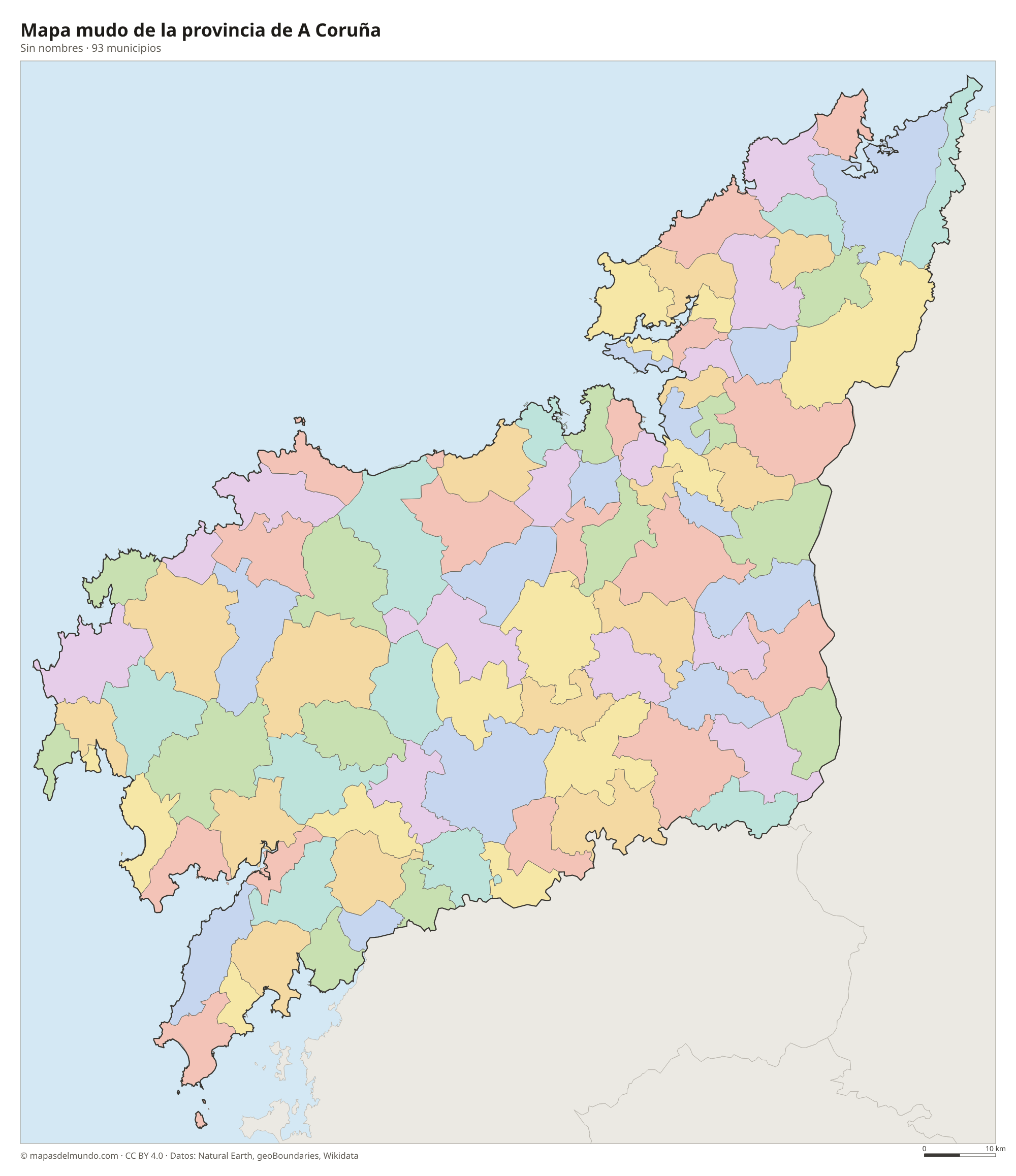 Mapa mudo de la provincia de A Coruña