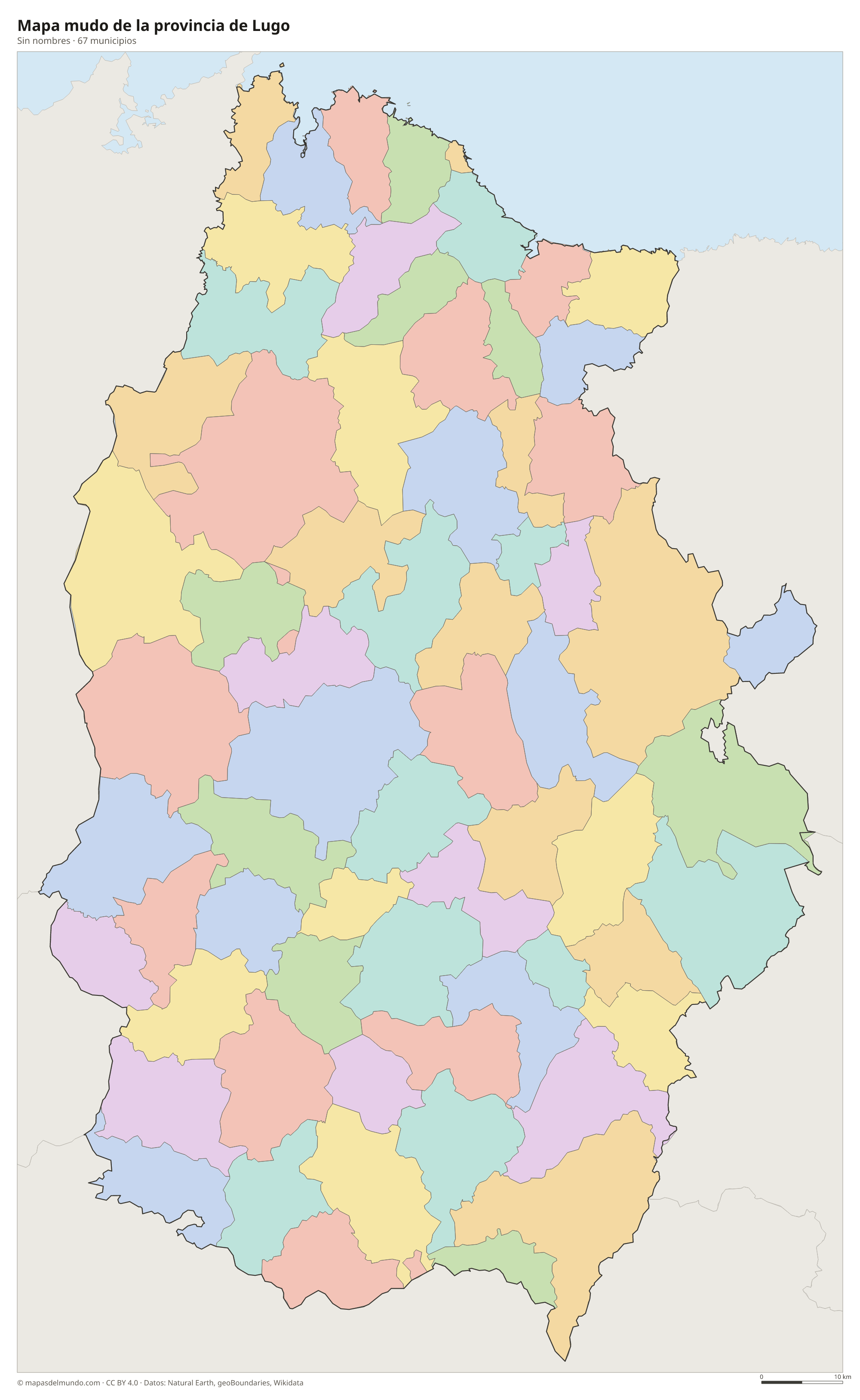Mapa mudo de la provincia de Lugo
