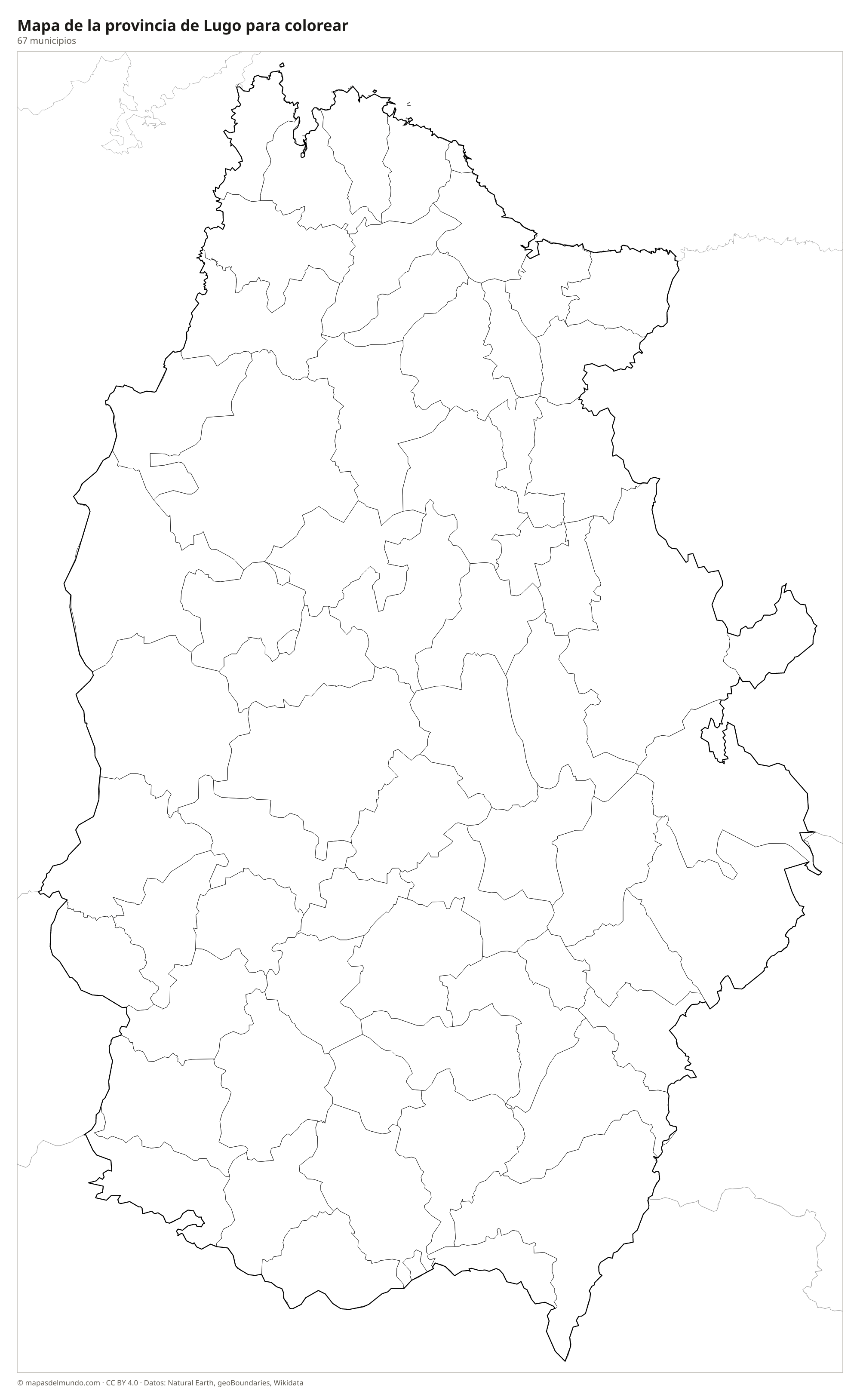 Mapa de la provincia de Lugo para colorear