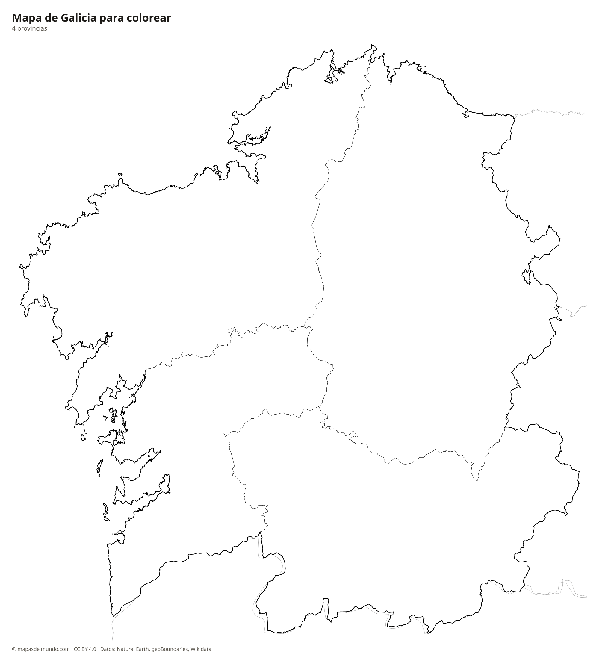 Mapa de Galicia para colorear