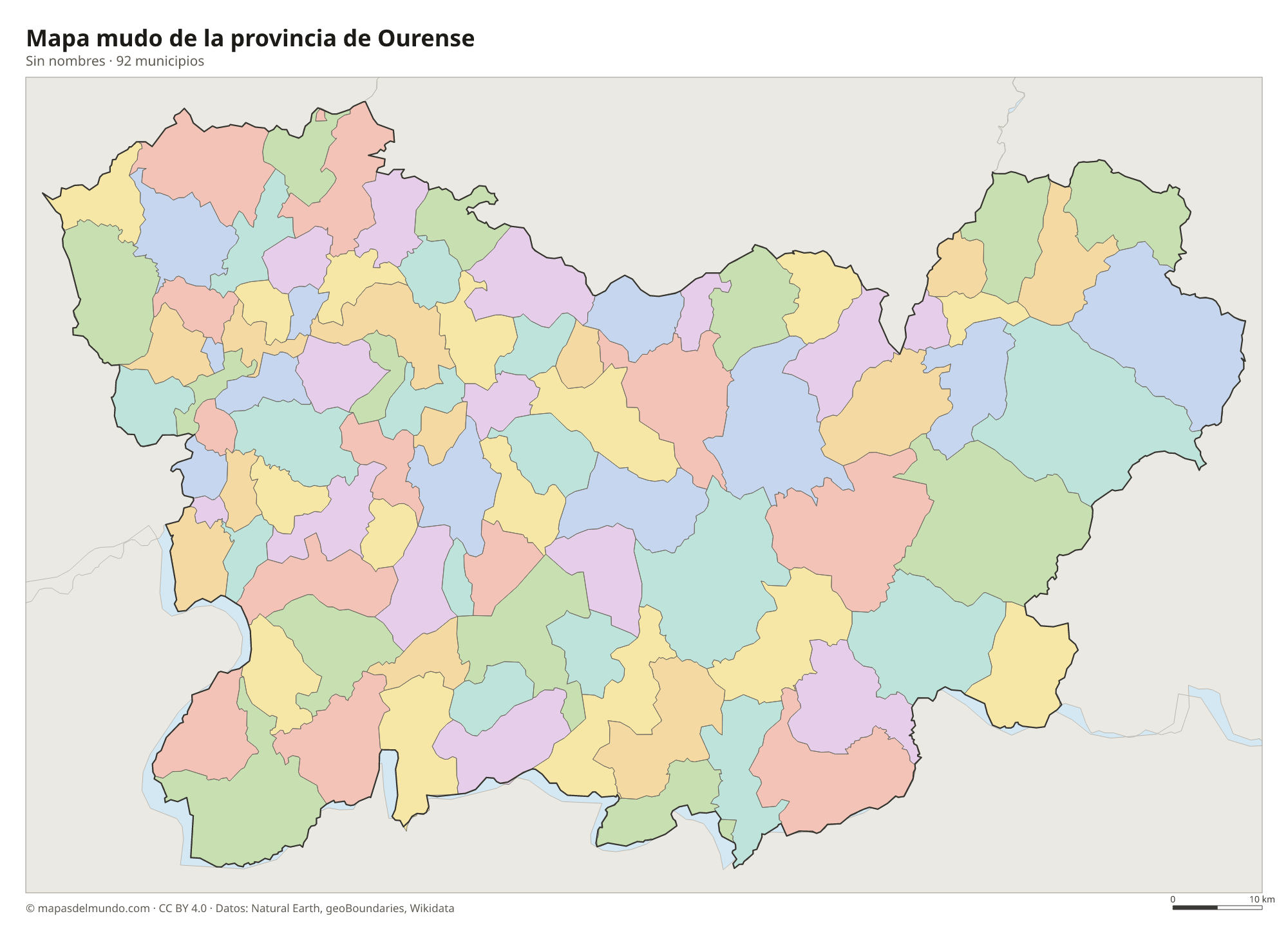 Mapa mudo de la provincia de Ourense