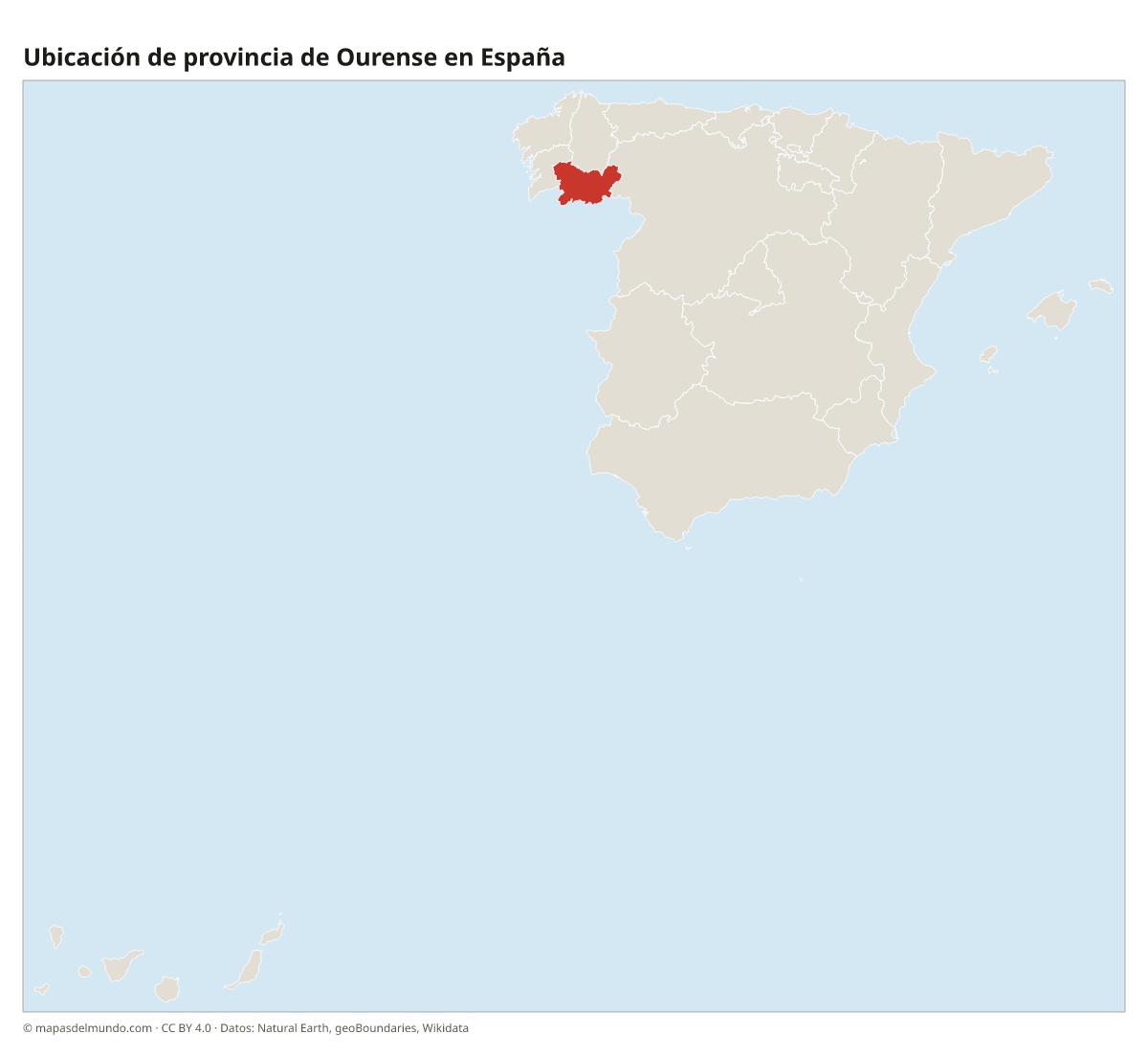 Ubicación de la provincia de Ourense en el mapa de España