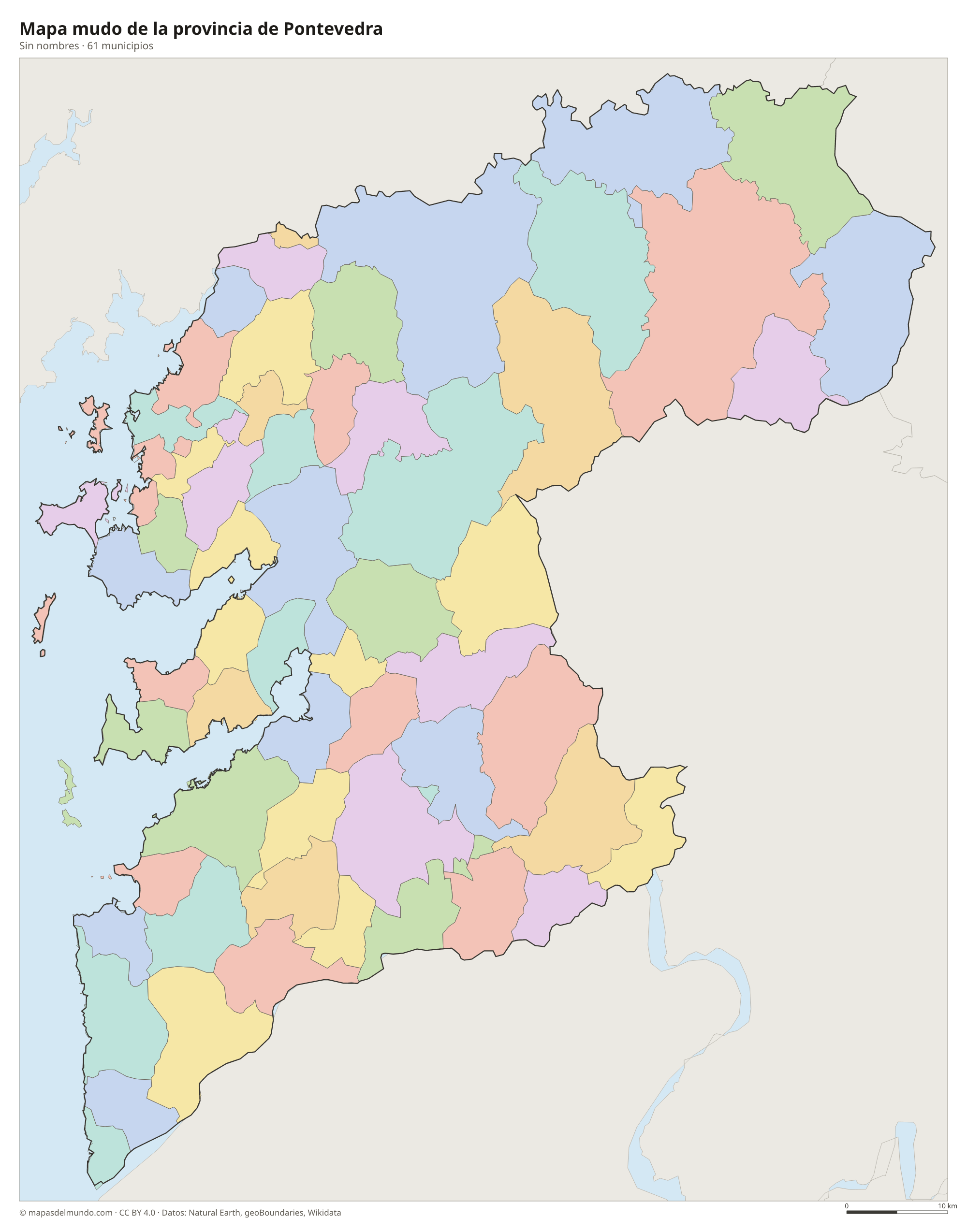 Mapa mudo de la provincia de Pontevedra