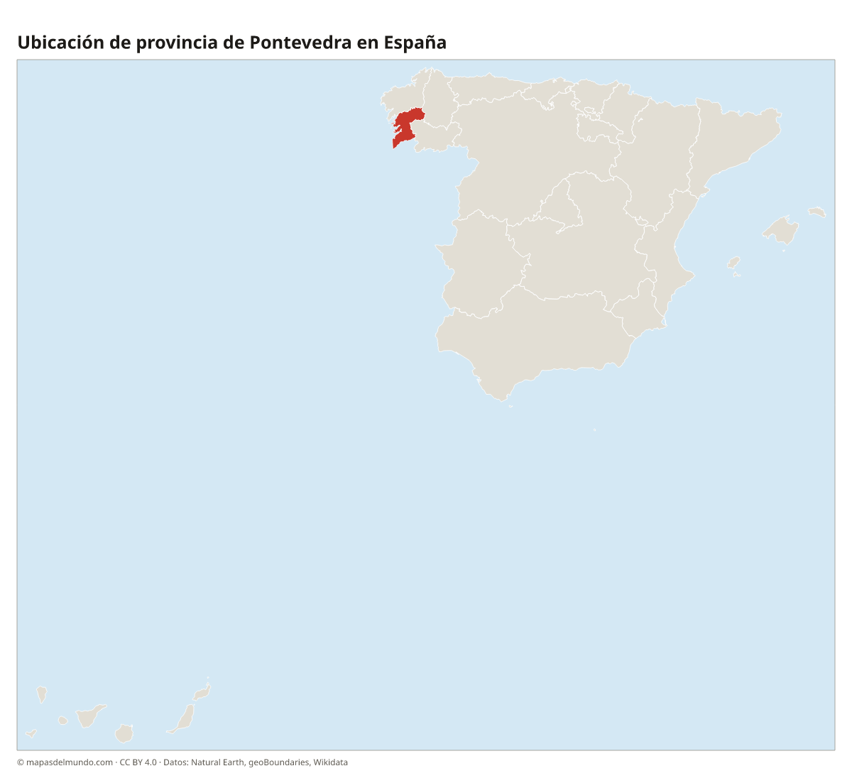 Ubicación de la provincia de Pontevedra en el mapa de España