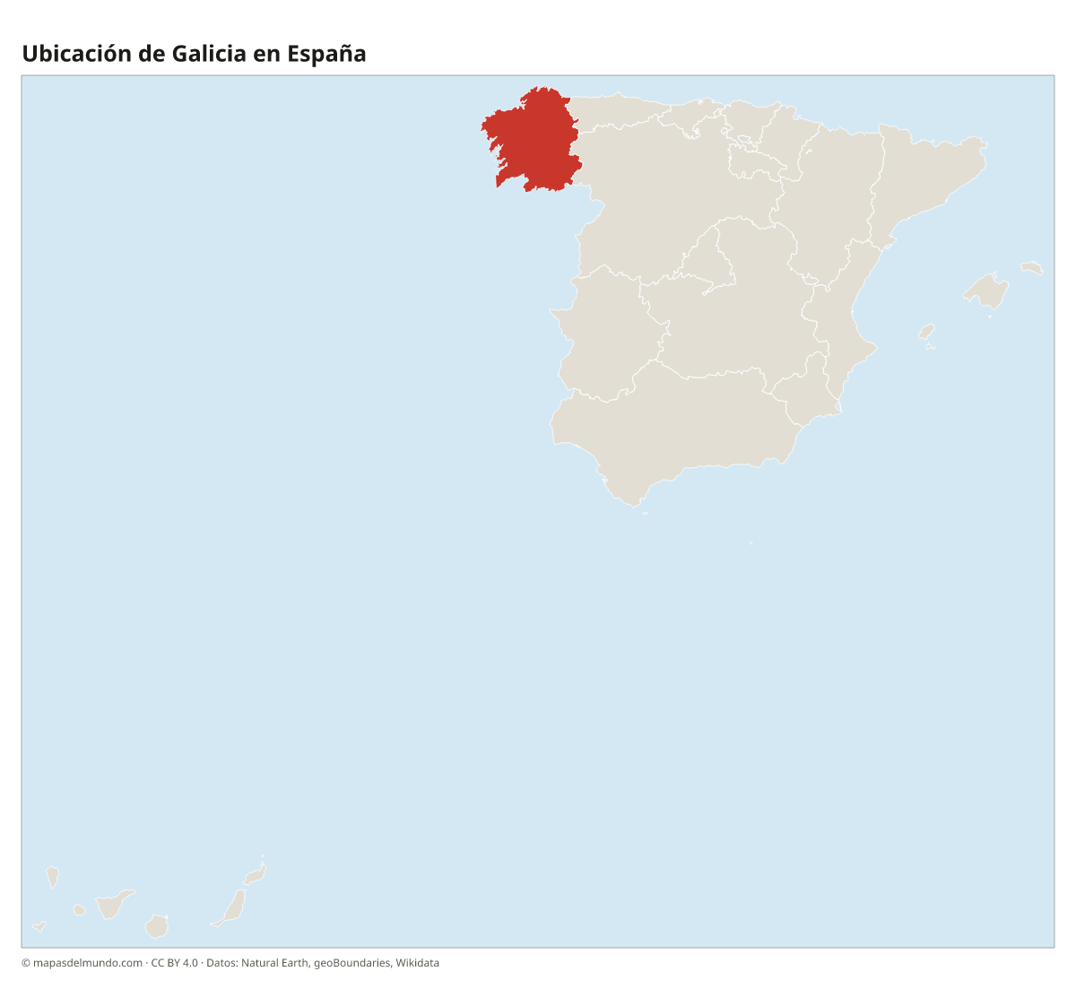 Ubicación de Galicia en el mapa de España