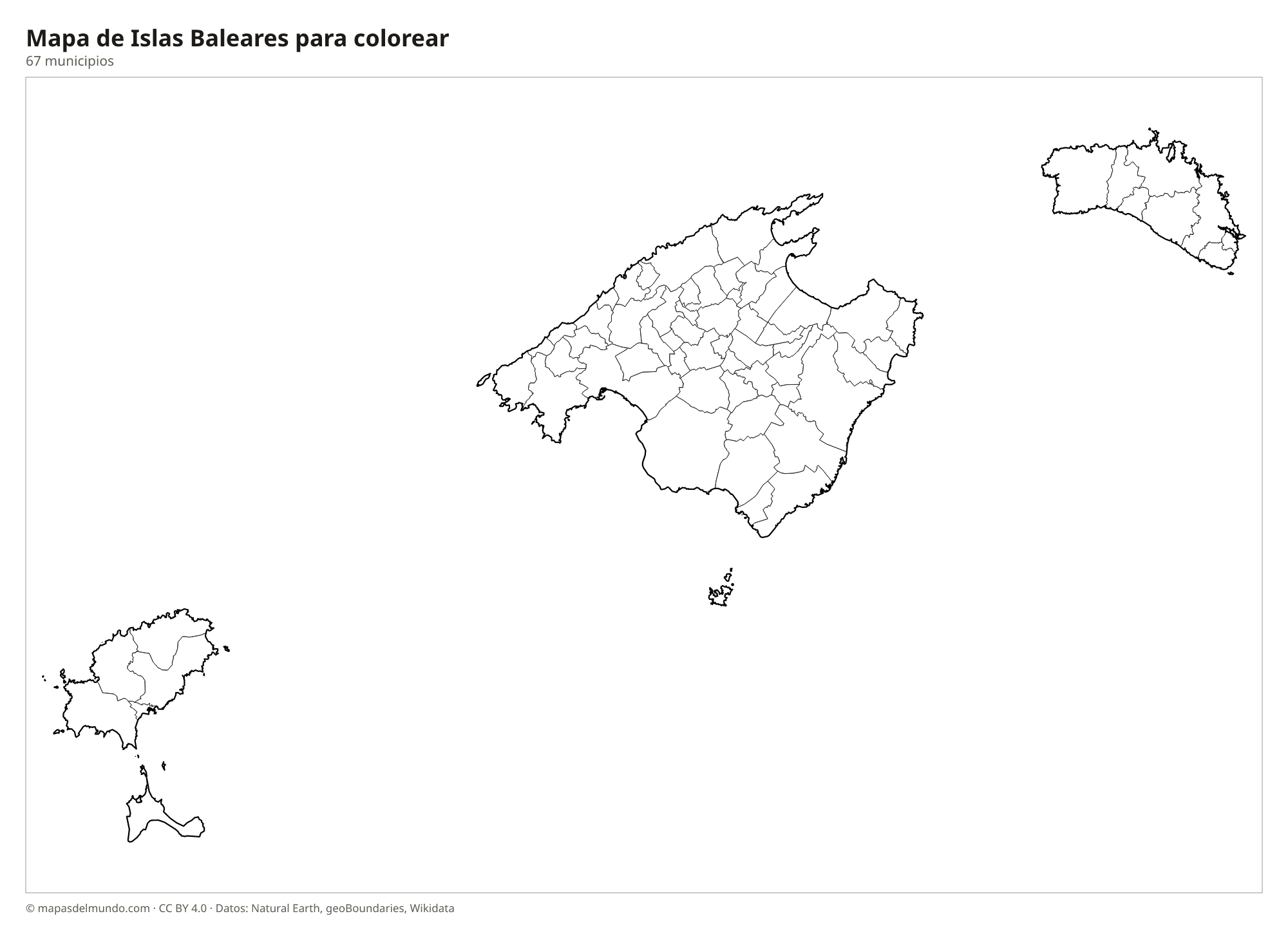 Mapa de Islas Baleares para colorear