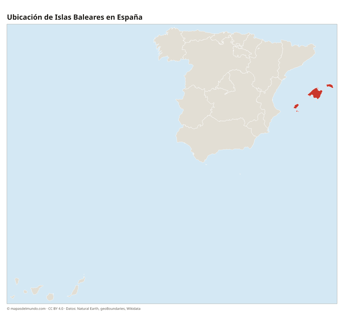 Ubicación de Islas Baleares en el mapa de España