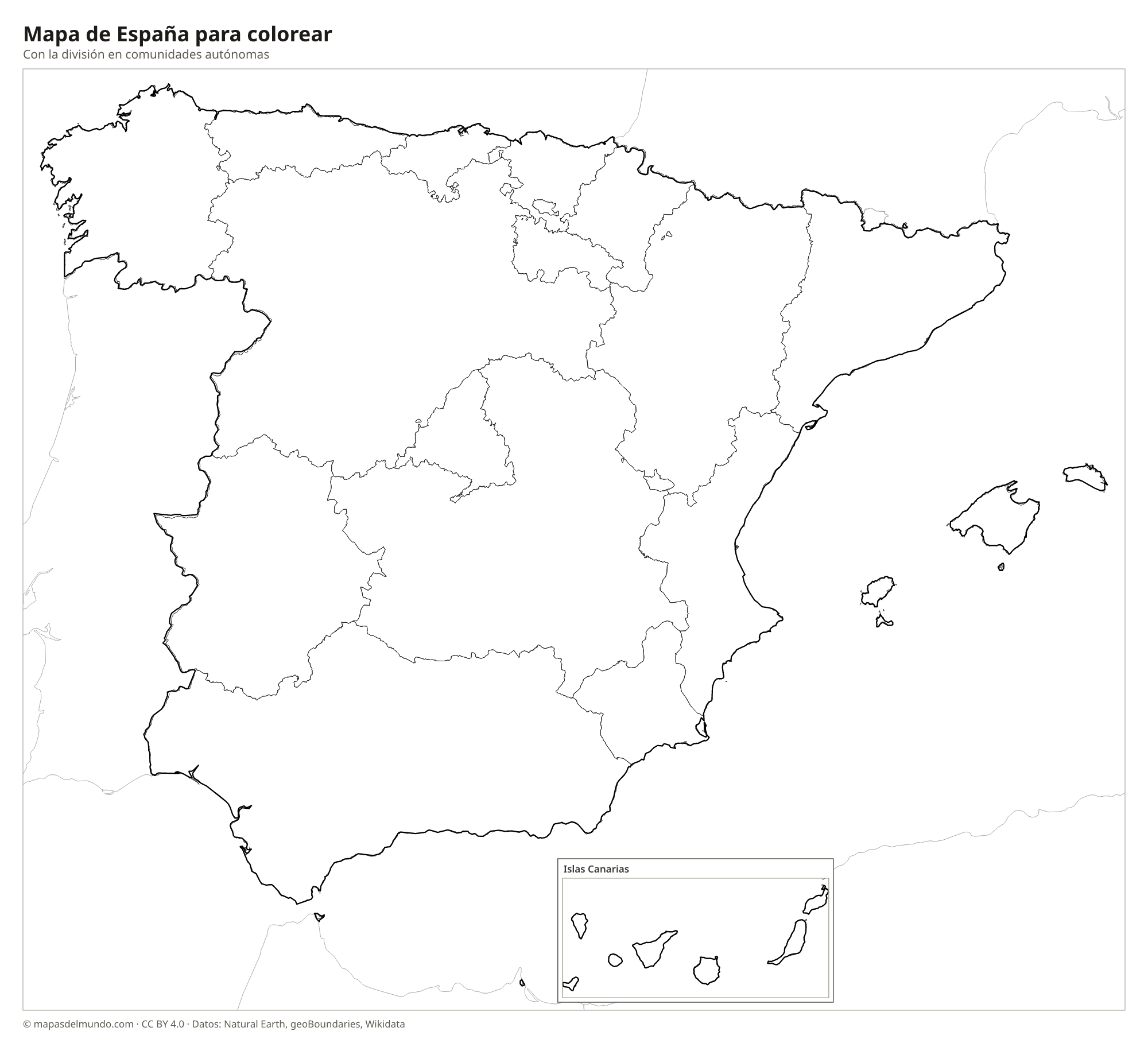 Mapa de España para colorear