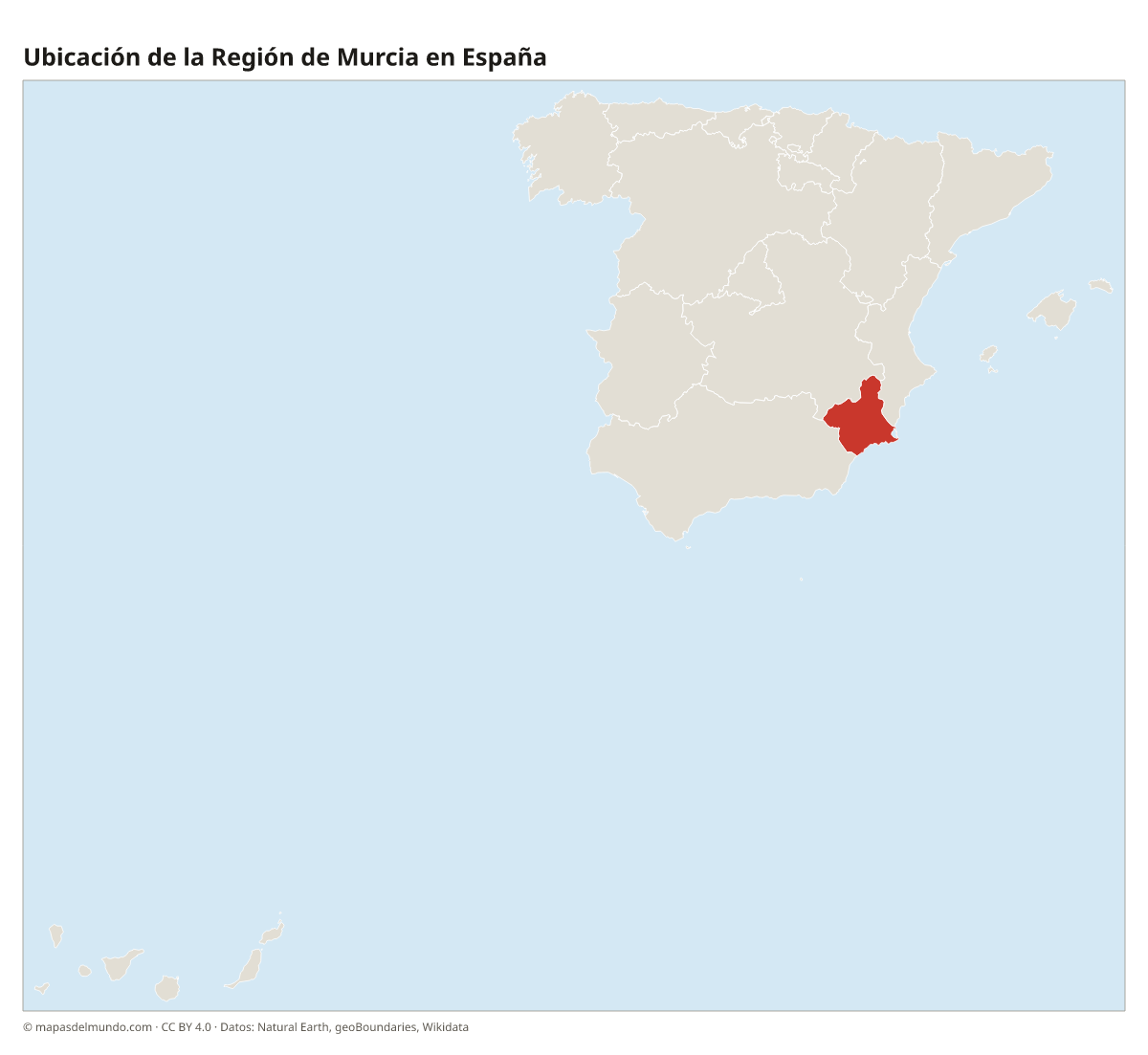 Ubicación de la Región de Murcia en el mapa de España