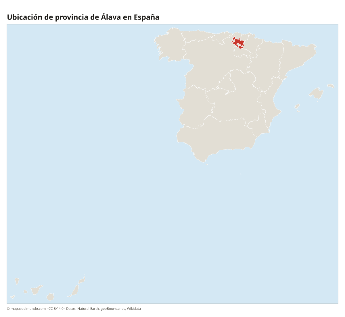 Ubicación de la provincia de Álava en el mapa de España