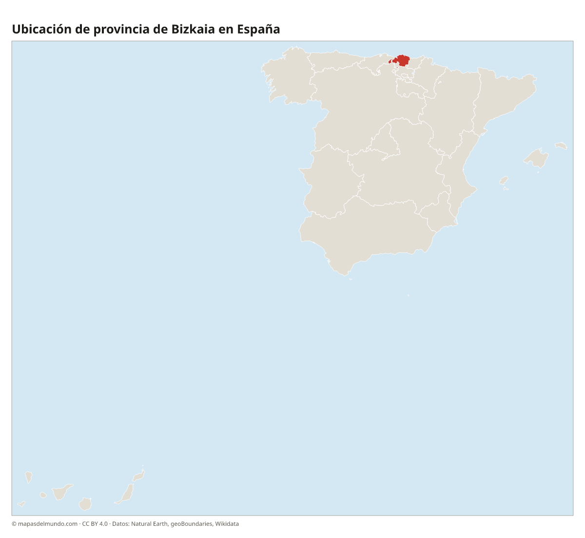 Ubicación de la provincia de Bizkaia en el mapa de España