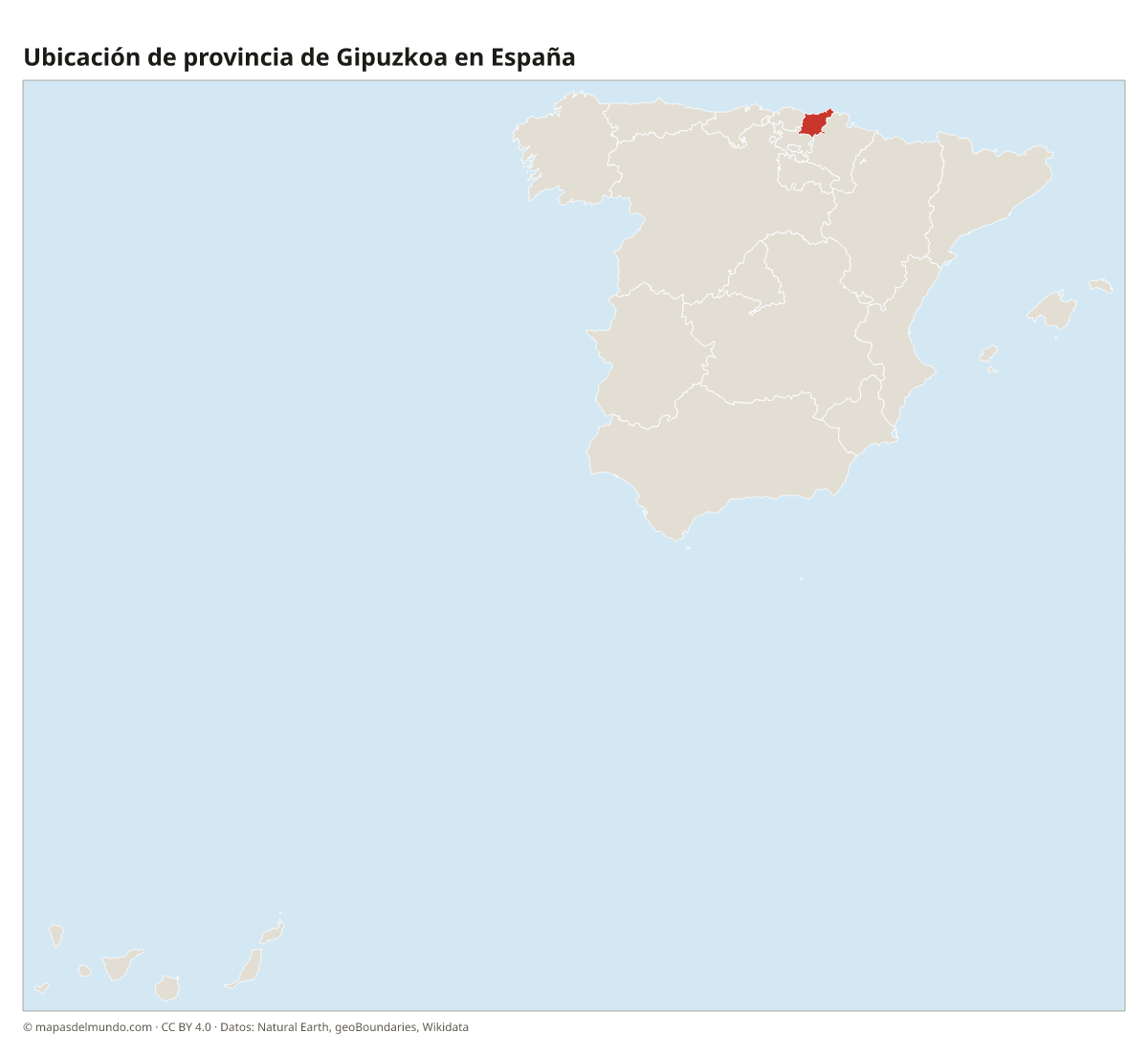 Ubicación de la provincia de Gipuzkoa en el mapa de España