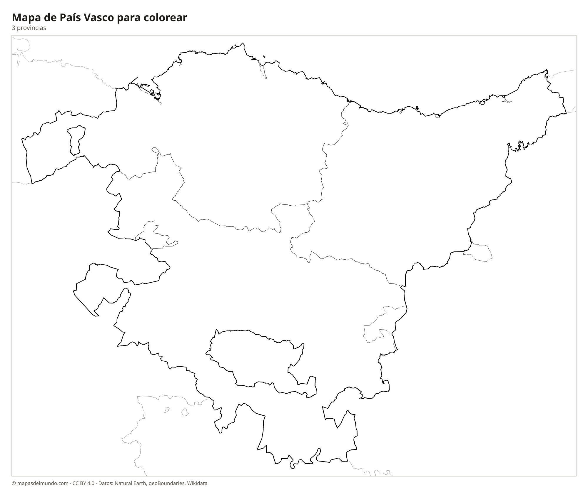 Mapa de País Vasco para colorear