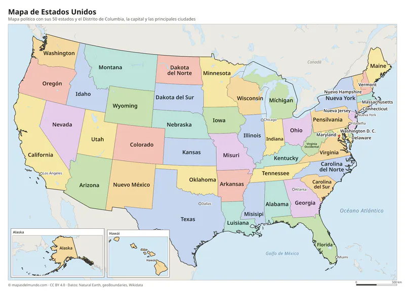 Mapa de Estados Unidos