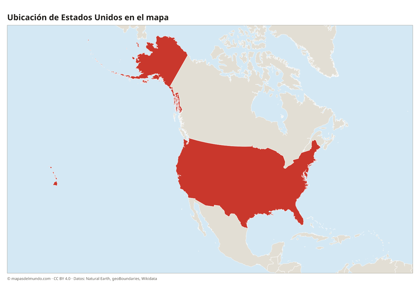 Ubicación de Estados Unidos en el mapa