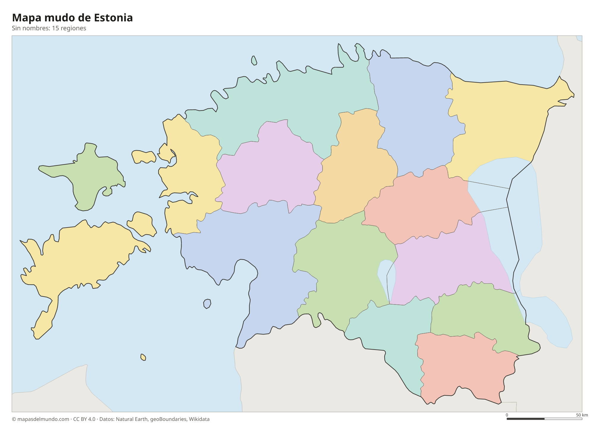 Mapa mudo de Estonia sin nombres
