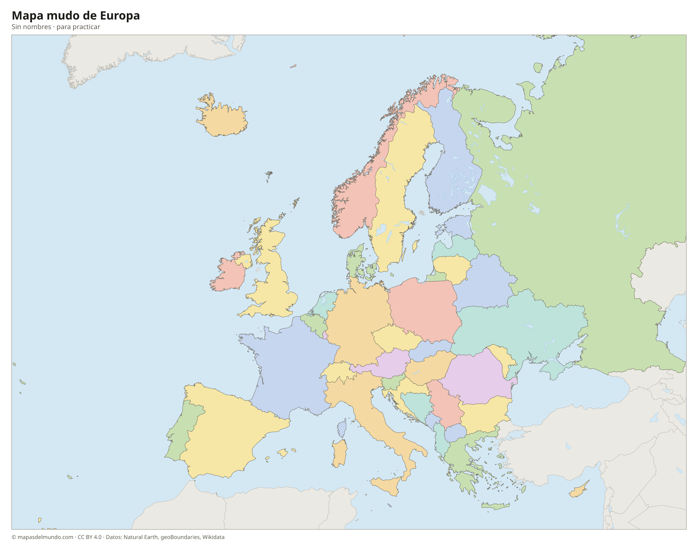 Mapa mudo de Europa sin nombres