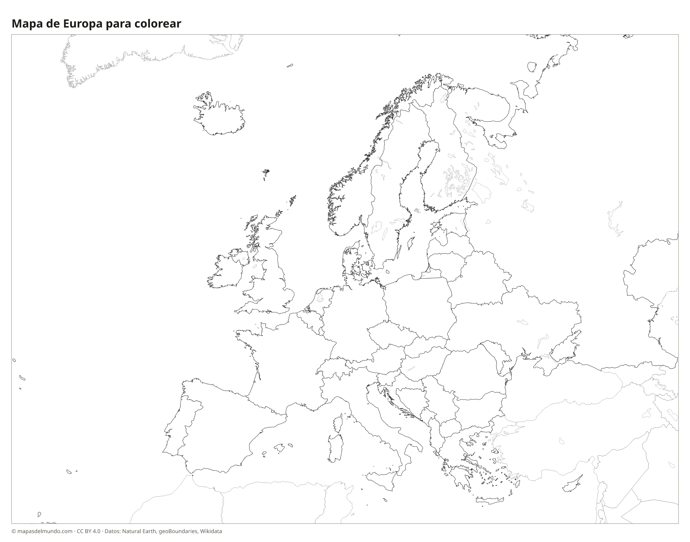 Mapa de Europa para colorear