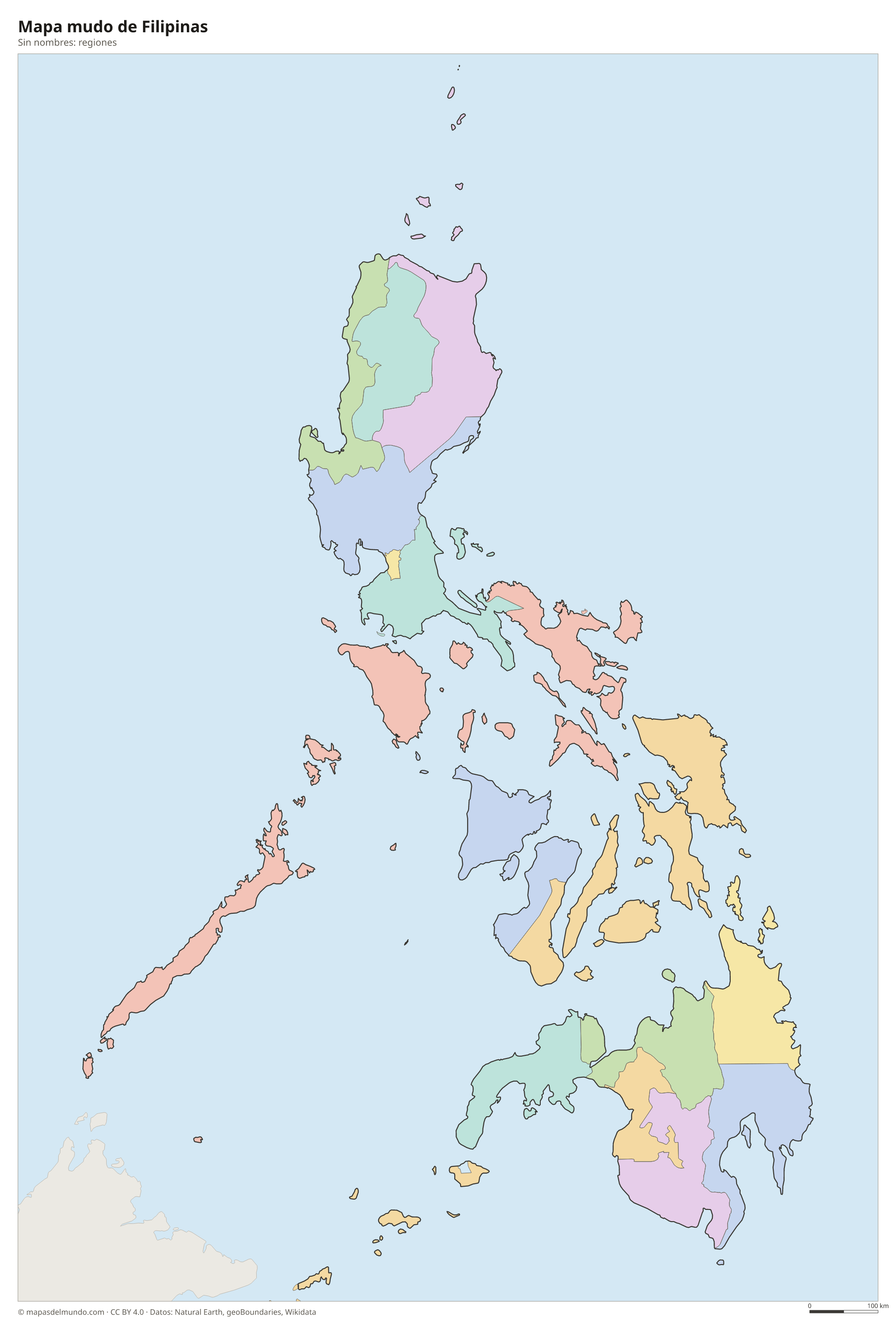 Mapa mudo de Filipinas sin nombres