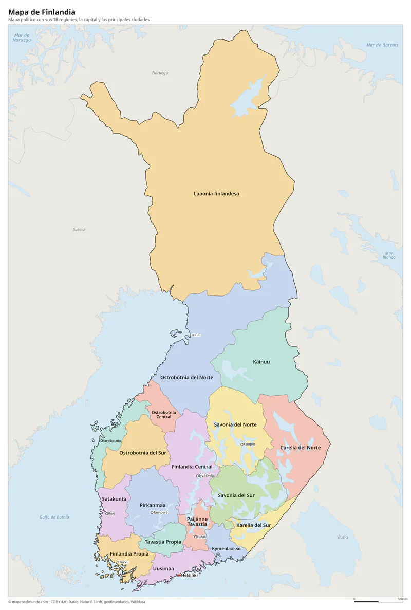 Mapa de Finlandia