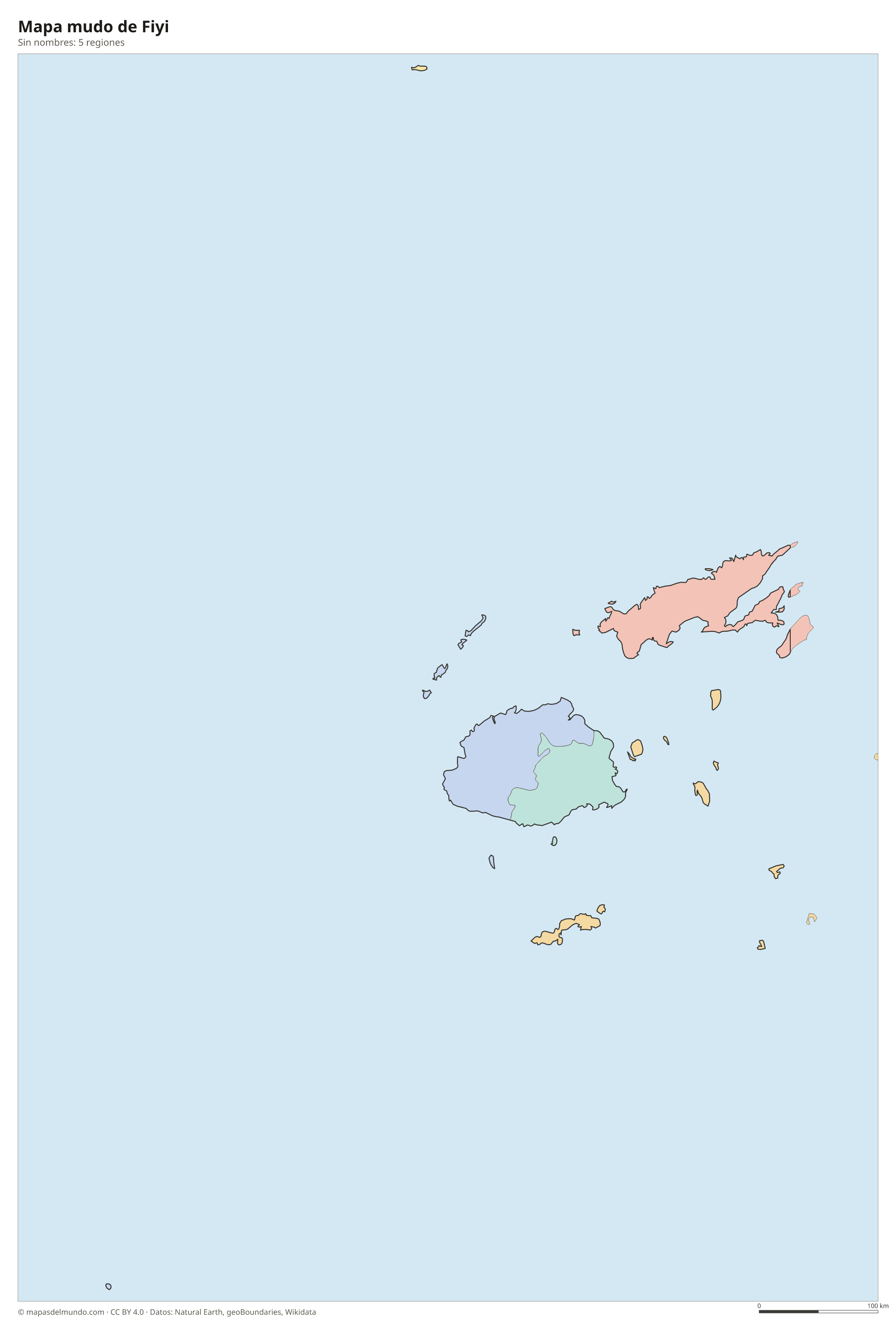 Mapa mudo de Fiyi sin nombres