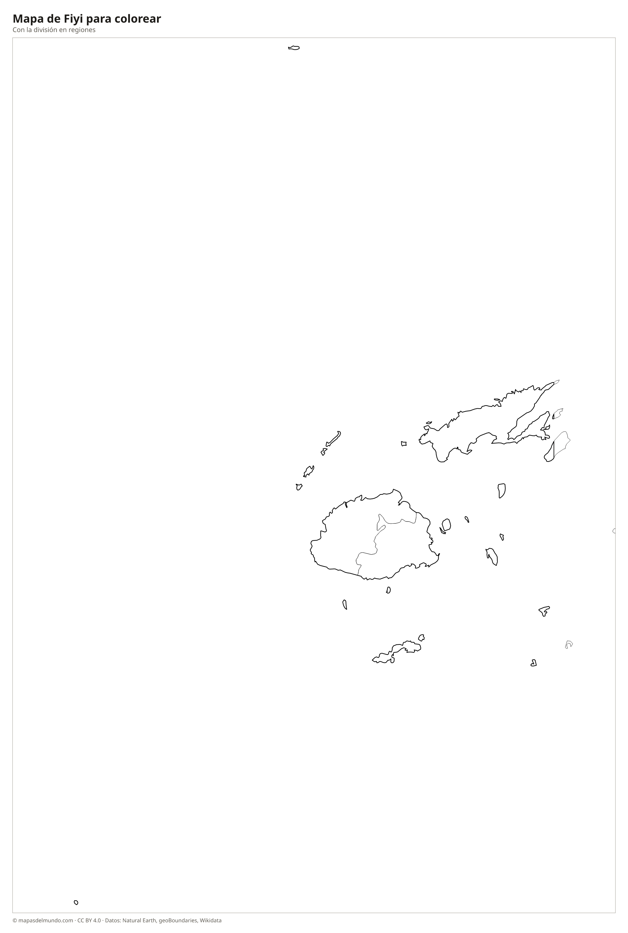 Mapa de Fiyi para colorear