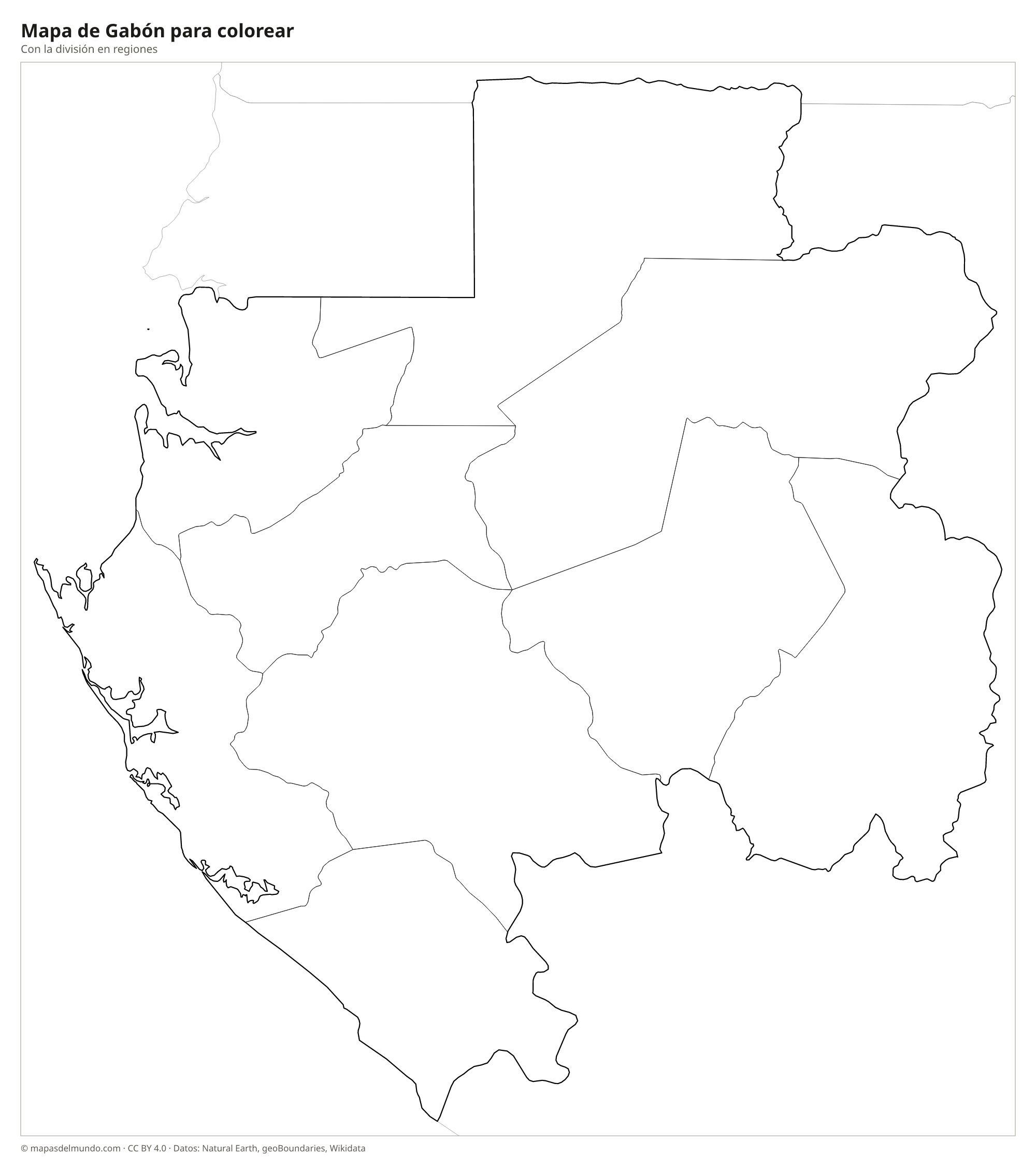 Mapa de Gabón para colorear