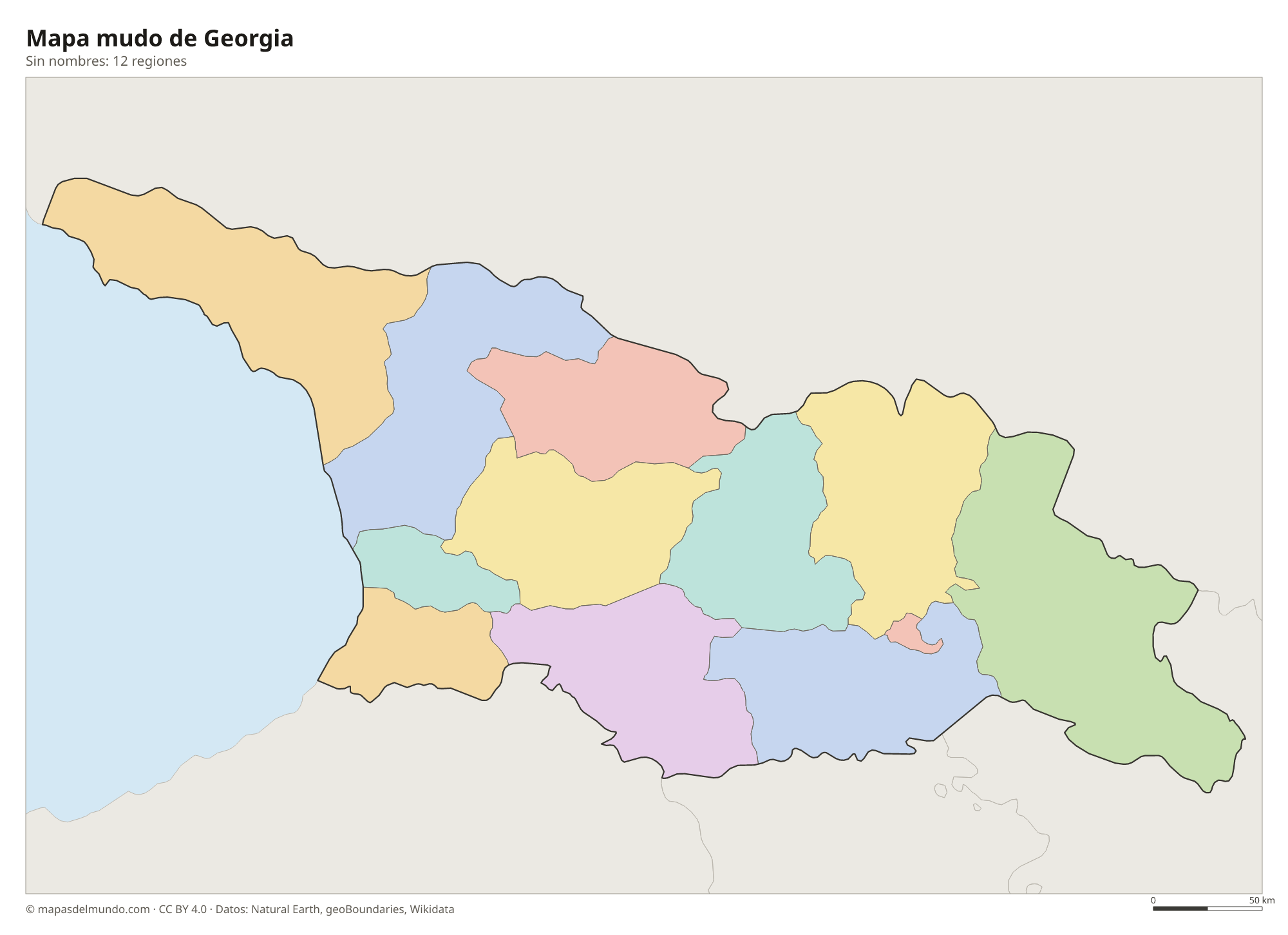Mapa mudo de Georgia sin nombres