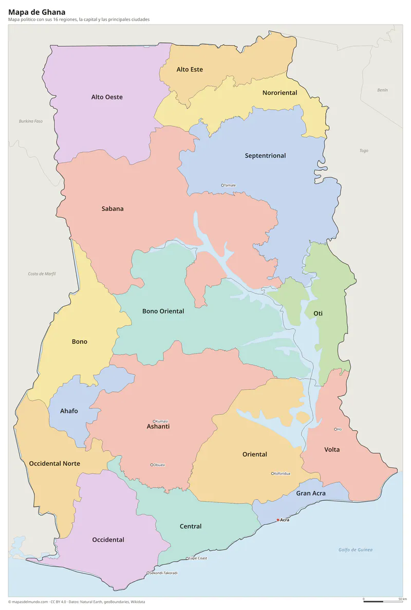 Mapa de Ghana
