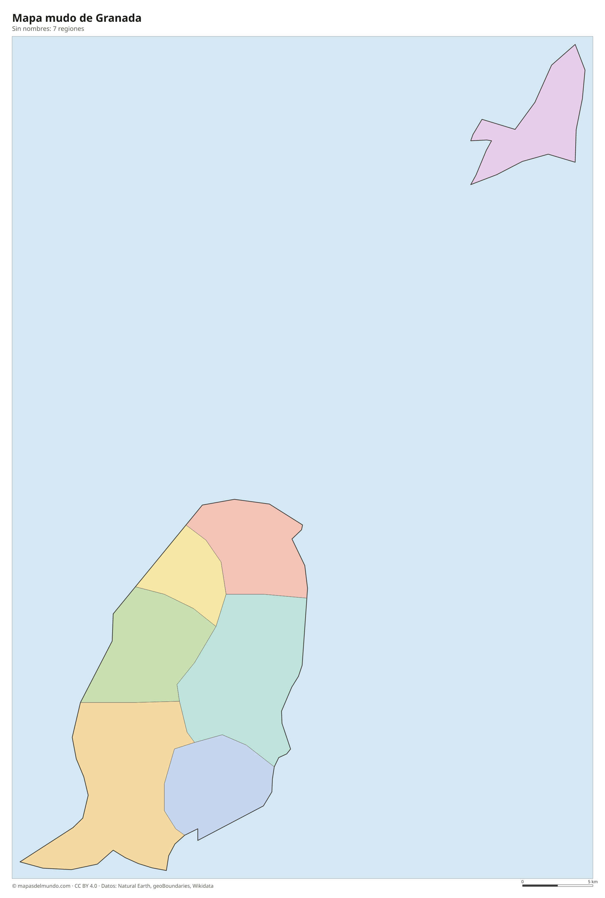 Mapa mudo de Granada sin nombres