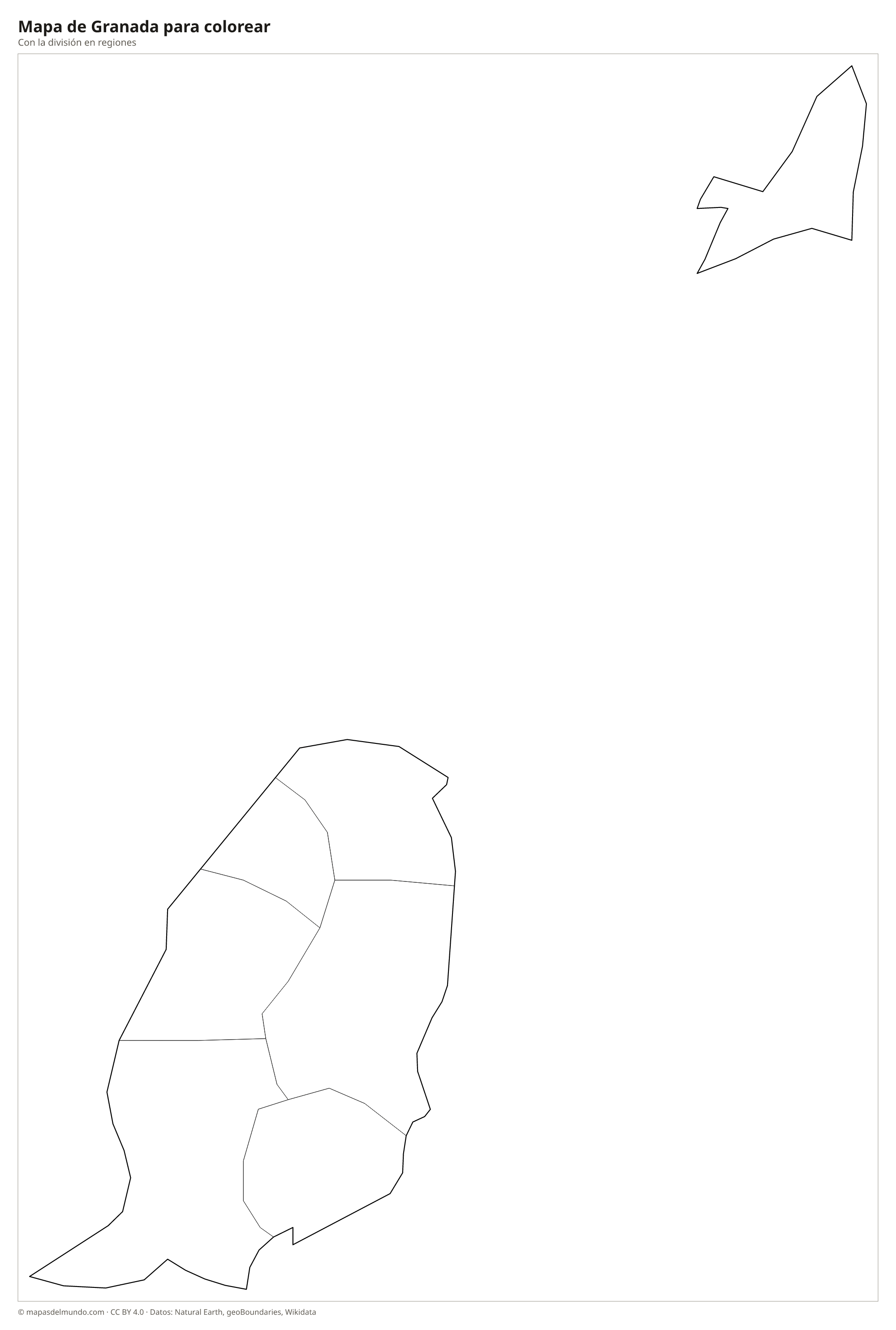 Mapa de Granada para colorear