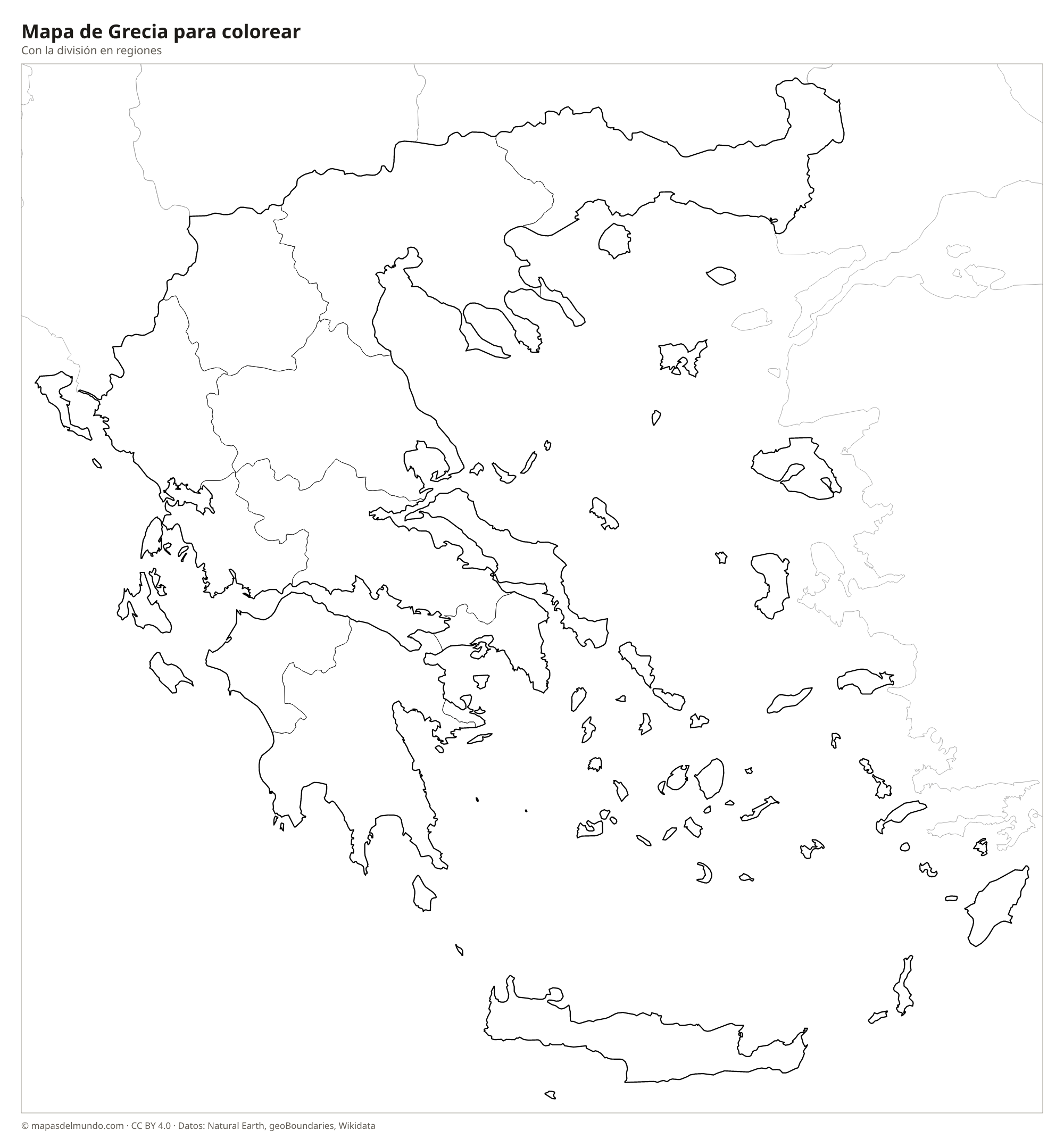 Mapa de Grecia para colorear