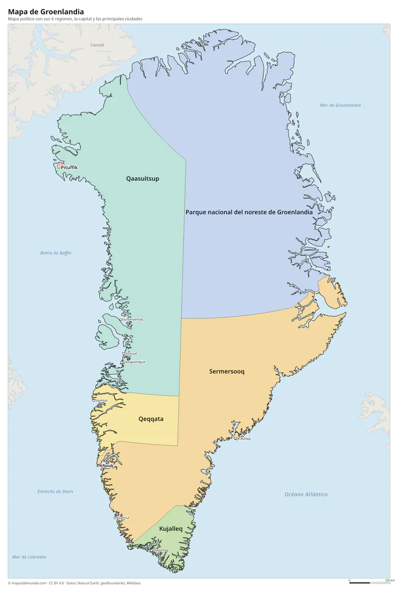 Mapa de Groenlandia
