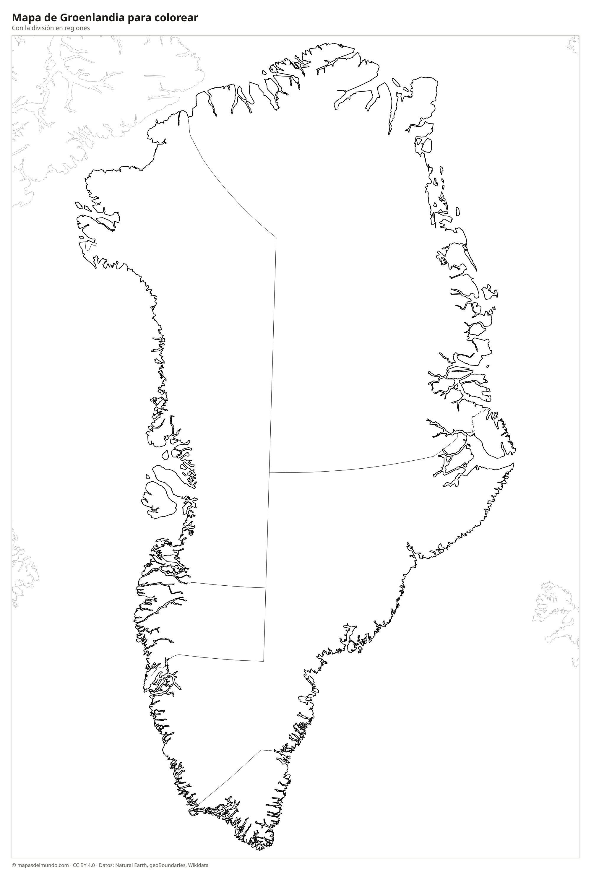 Mapa de Groenlandia para colorear