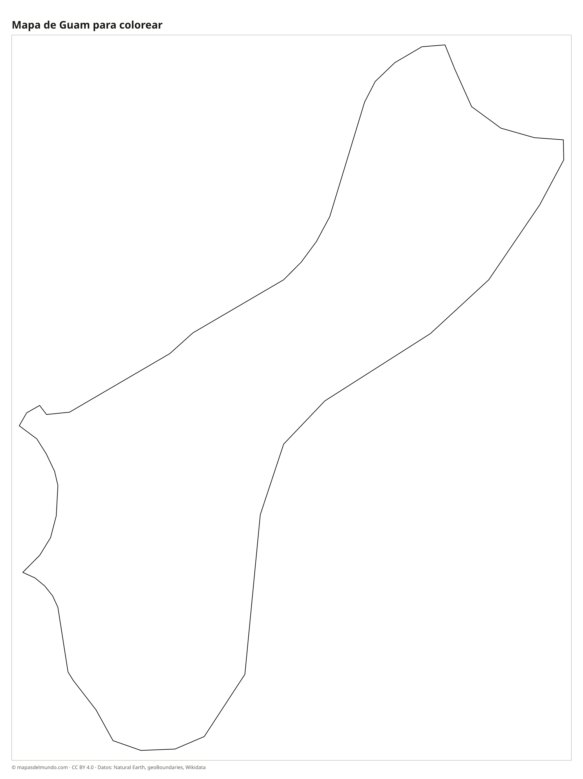 Mapa de Guam para colorear