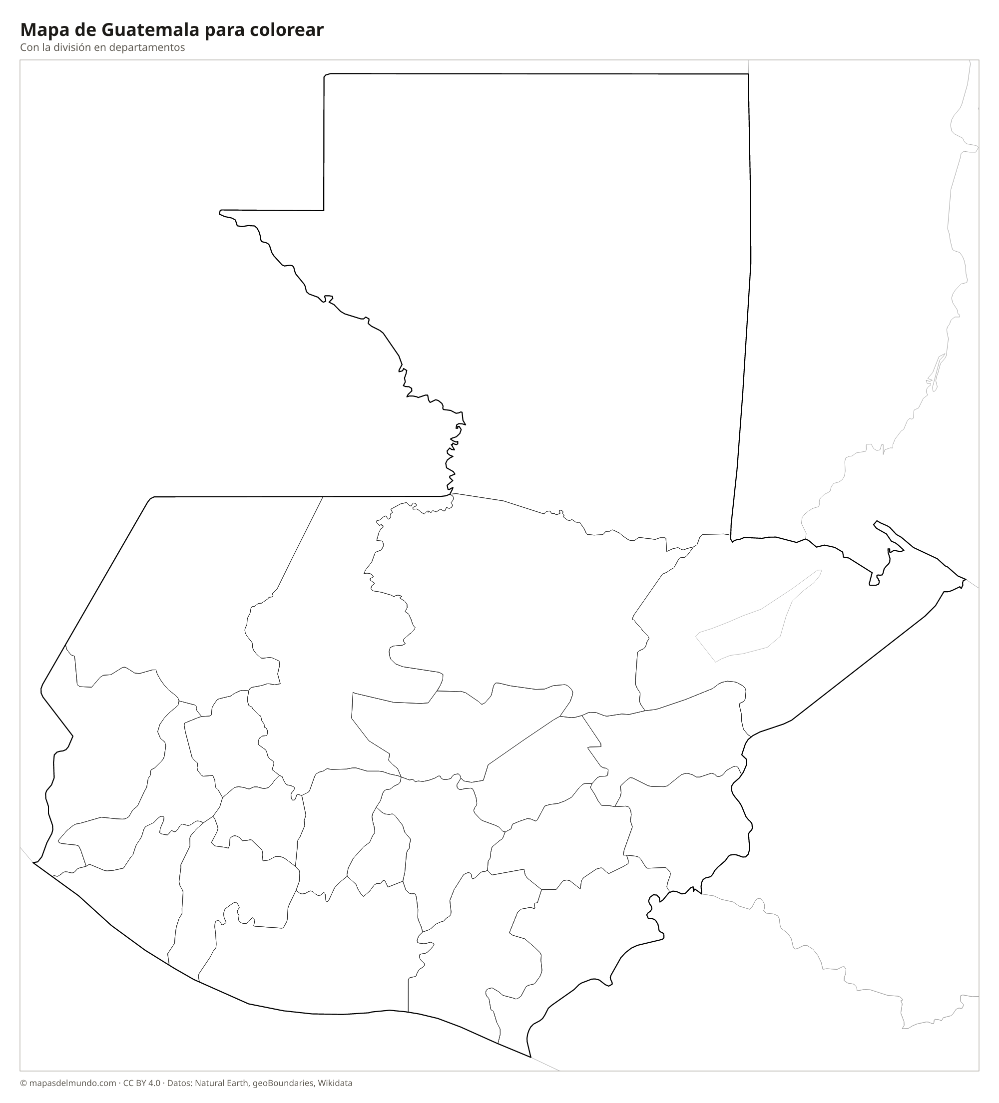 Mapa de Guatemala para colorear