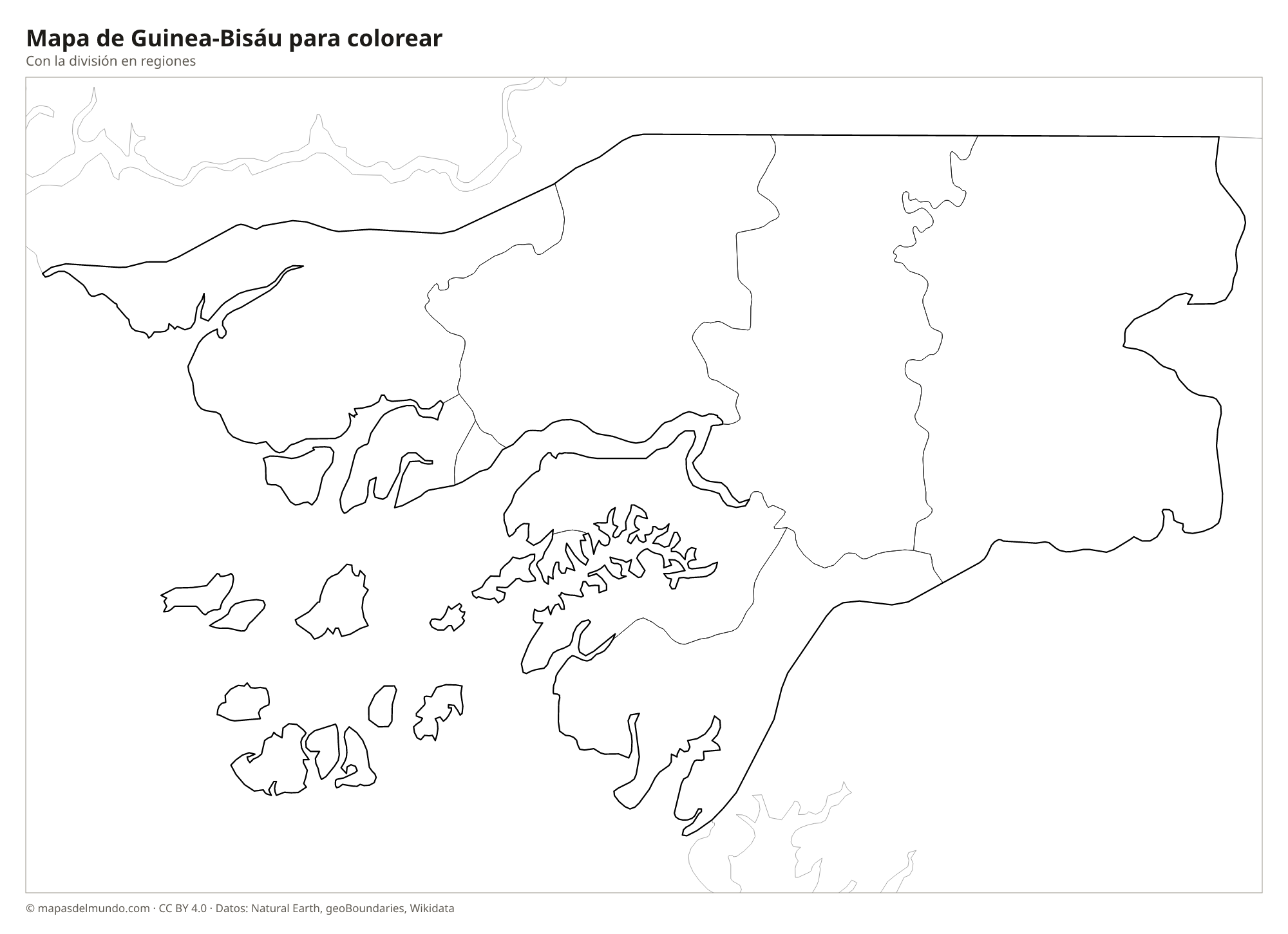 Mapa de Guinea-Bisáu para colorear