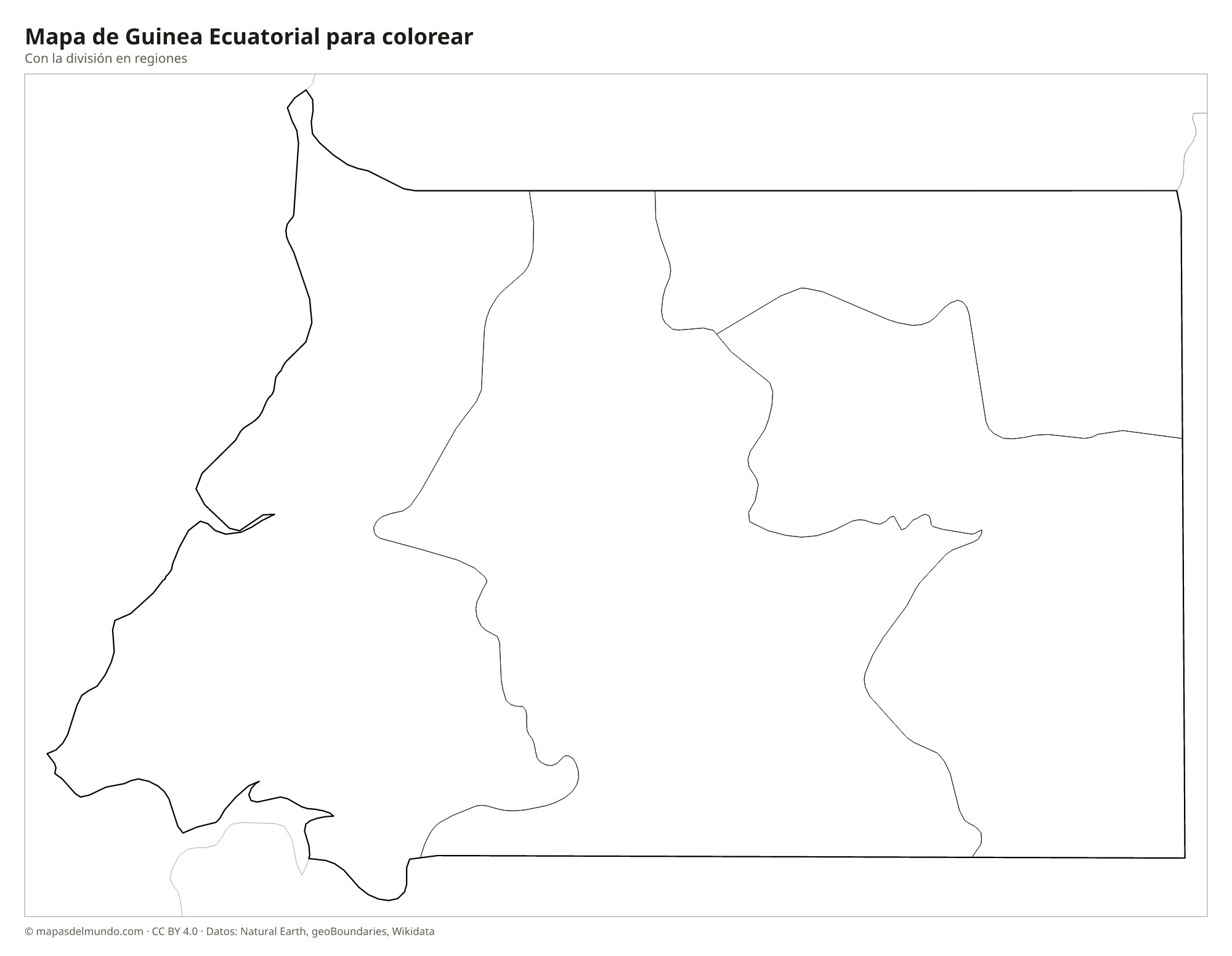 Mapa de Guinea Ecuatorial para colorear