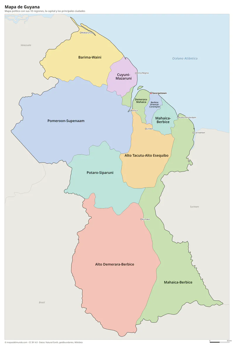 Mapa de Guyana